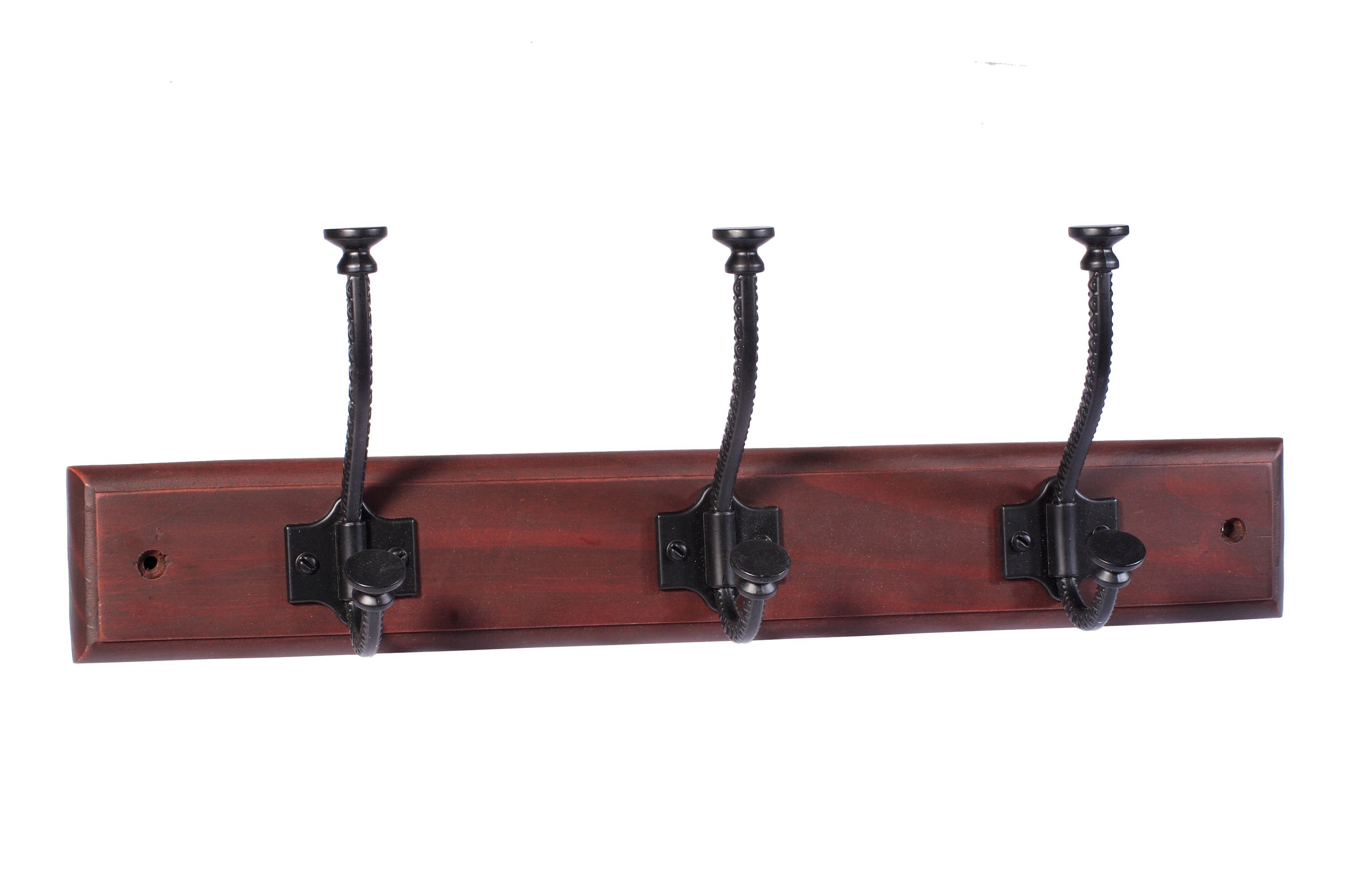 Brown Antique effect Pine & zinc alloy Triple Hook (Holds)4kg