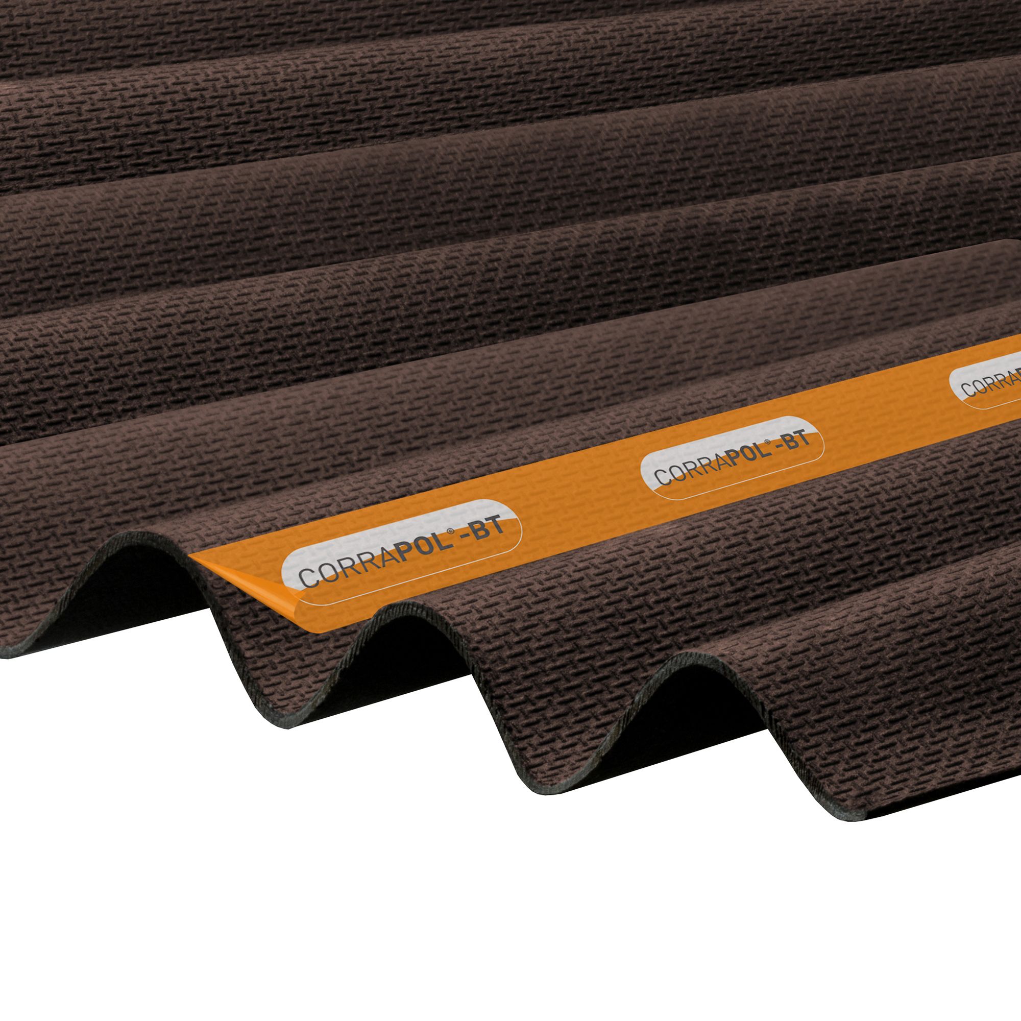 Product image for 930mm X 1000mm Corrapol-bt Brown Corrugated Bitumen Sheet