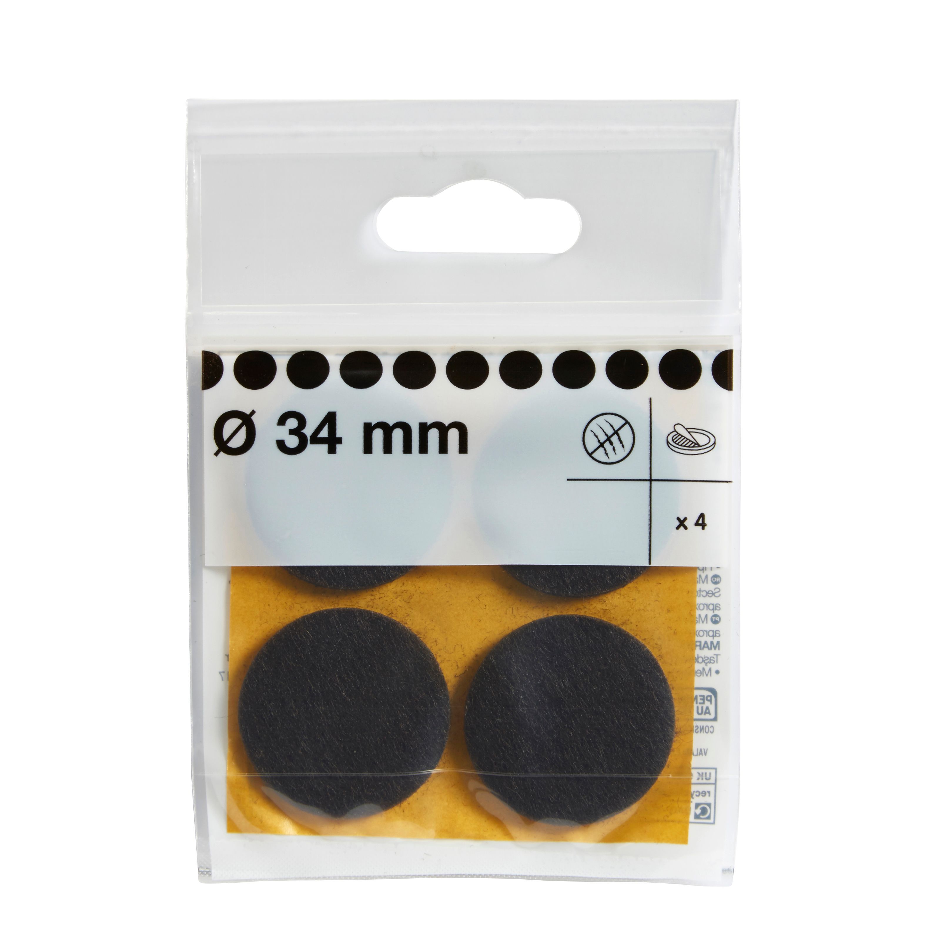 Brown Felt Protection pad (Dia)34mm, Pack of 4