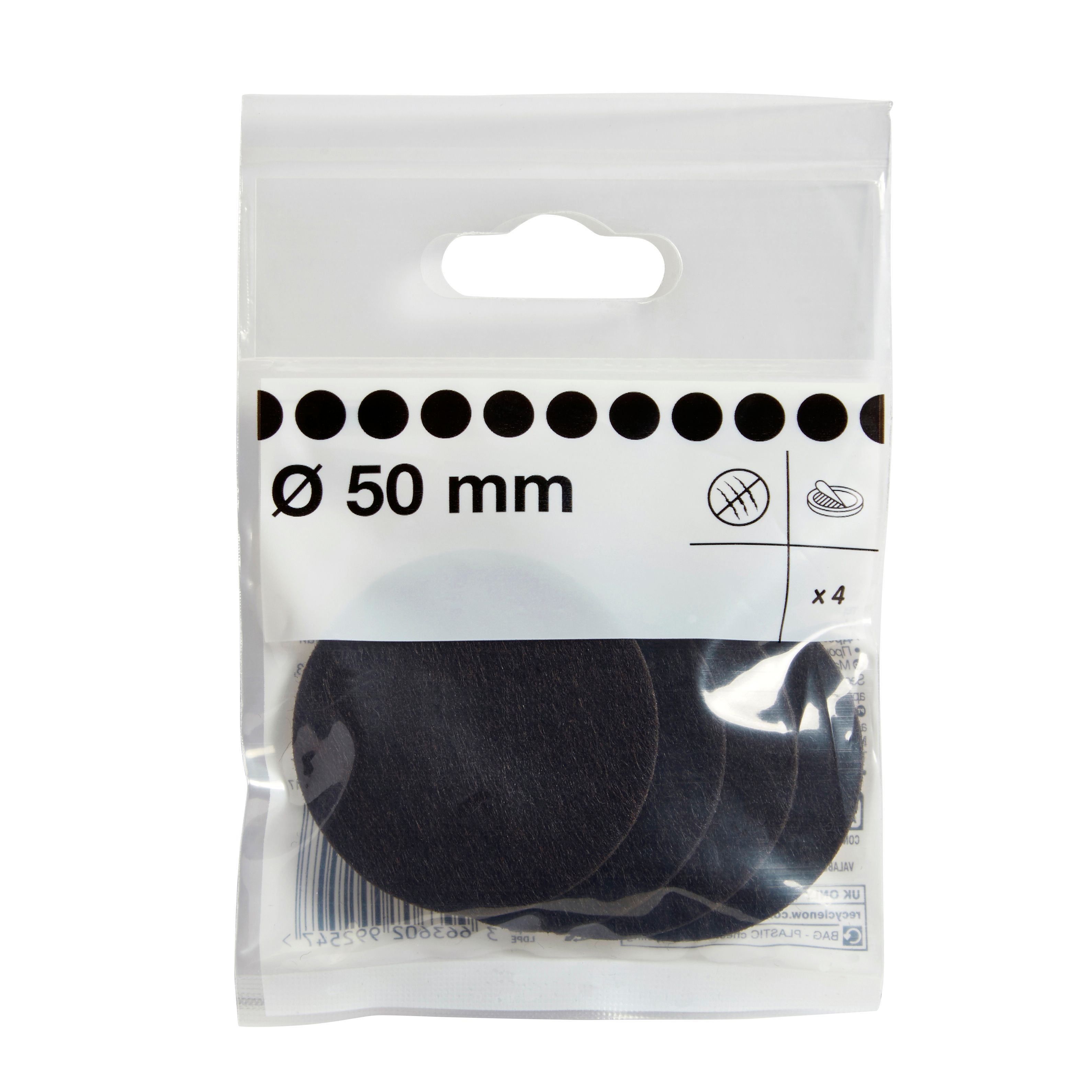 Brown Felt Protection pad (Dia)50mm, Pack of 4
