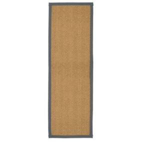 Brown, grey Herringbone weave Rug 180cmx60cm