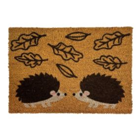 Brown Hedgehogs Door mat, 57cm x 40cm