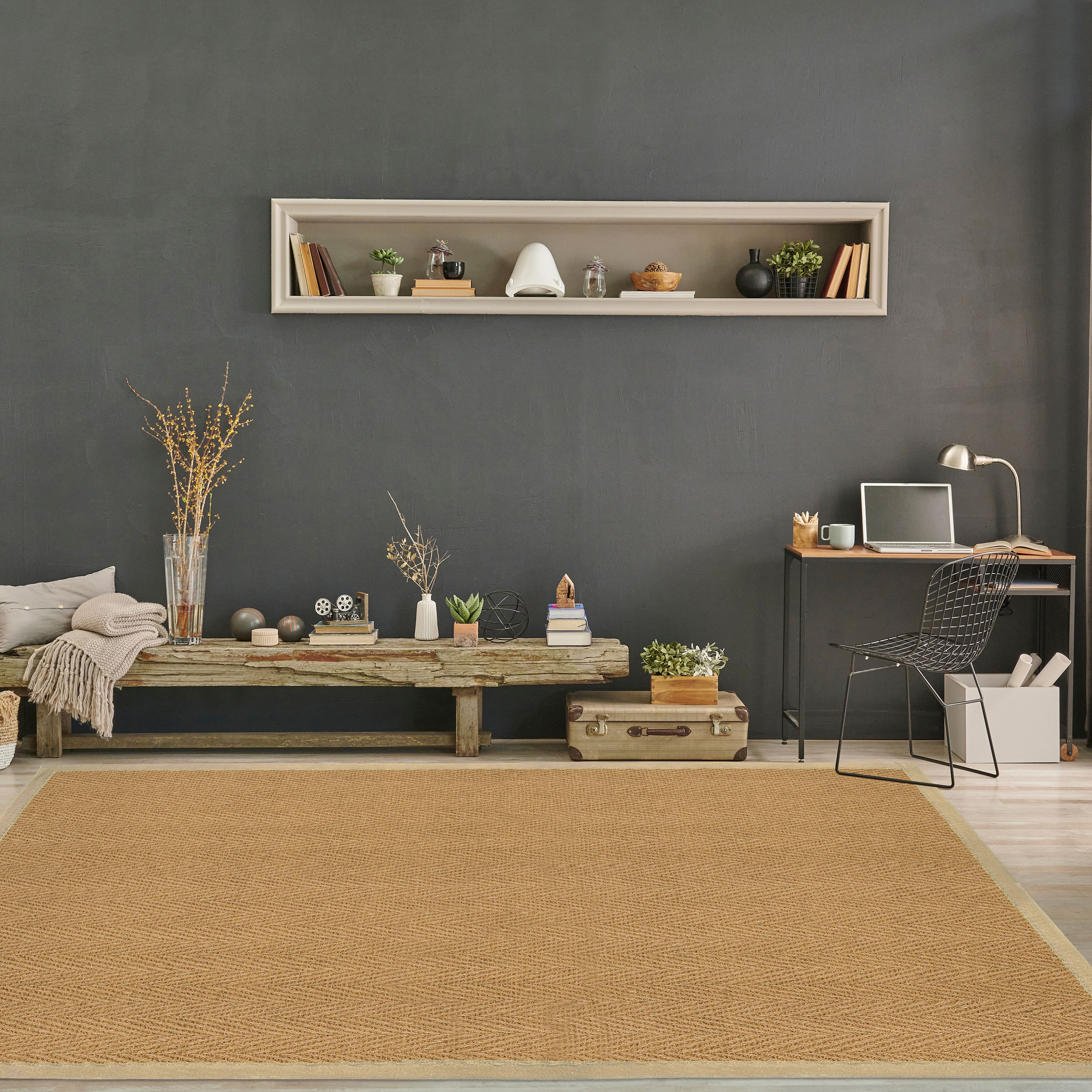 Brown Herringbone weave Rug 200cmx135cm