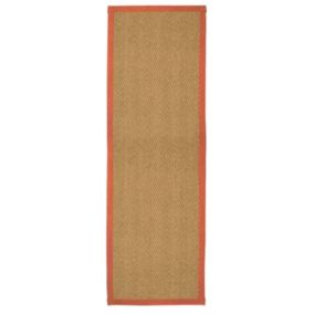 Brown, orange Herringbone weave Rug 180cmx60cm
