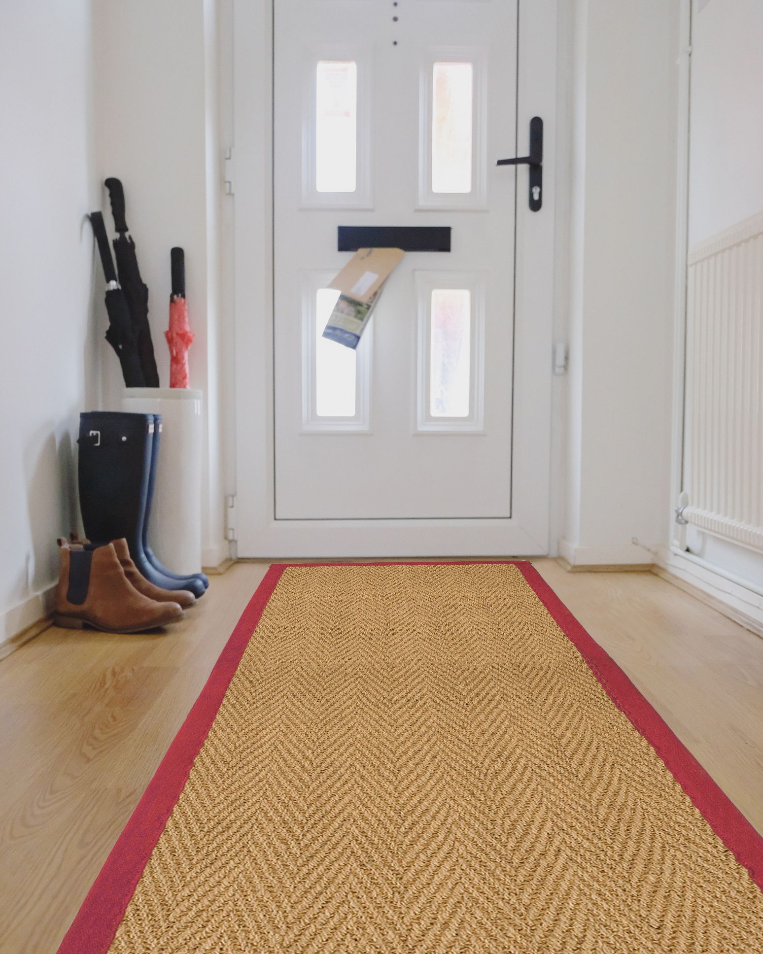 Brown, red Herringbone weave Rug 180cmx60cm