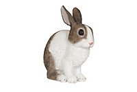 Brown & white Resin Crouching rabbit Garden ornament (H)26cm