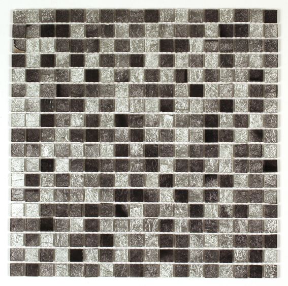 Bruges Grey Crackle effect Glass Mosaic tile, (L)300mm (W)300mm
