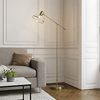 Bulwell Articulated Antique brass effect LED Floor lamp