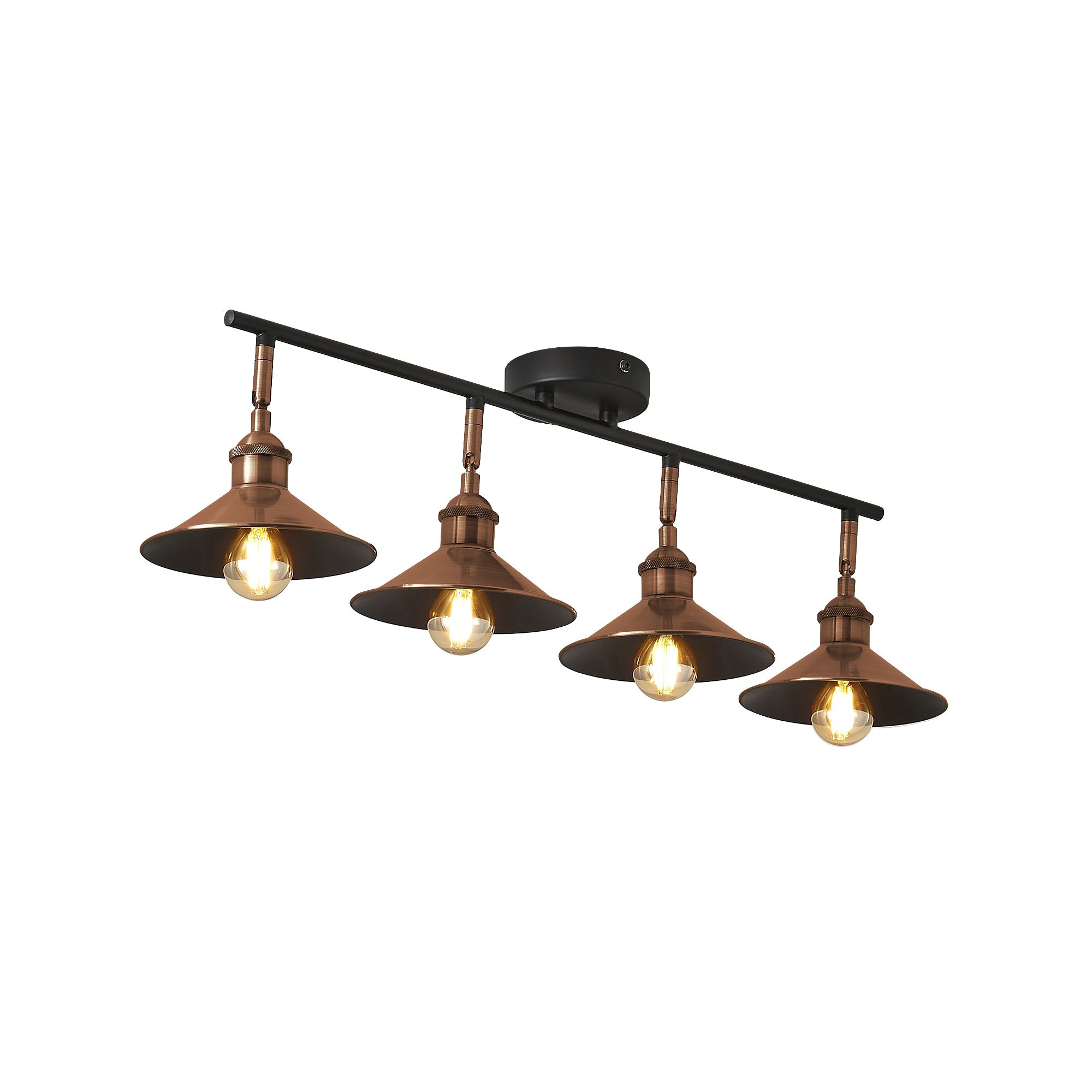 Bureau Satin Black Copper effect 4 Light Spotlight bar