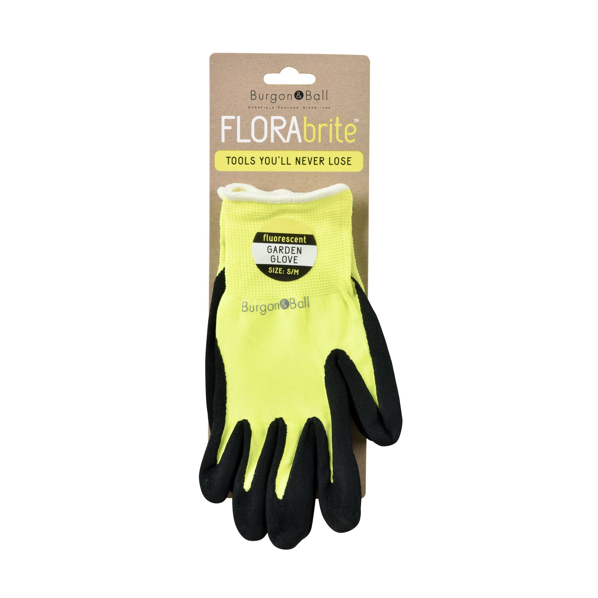 Burgon & Ball Flora brite Nylon Yellow Gardening gloves Small, Pair of 2