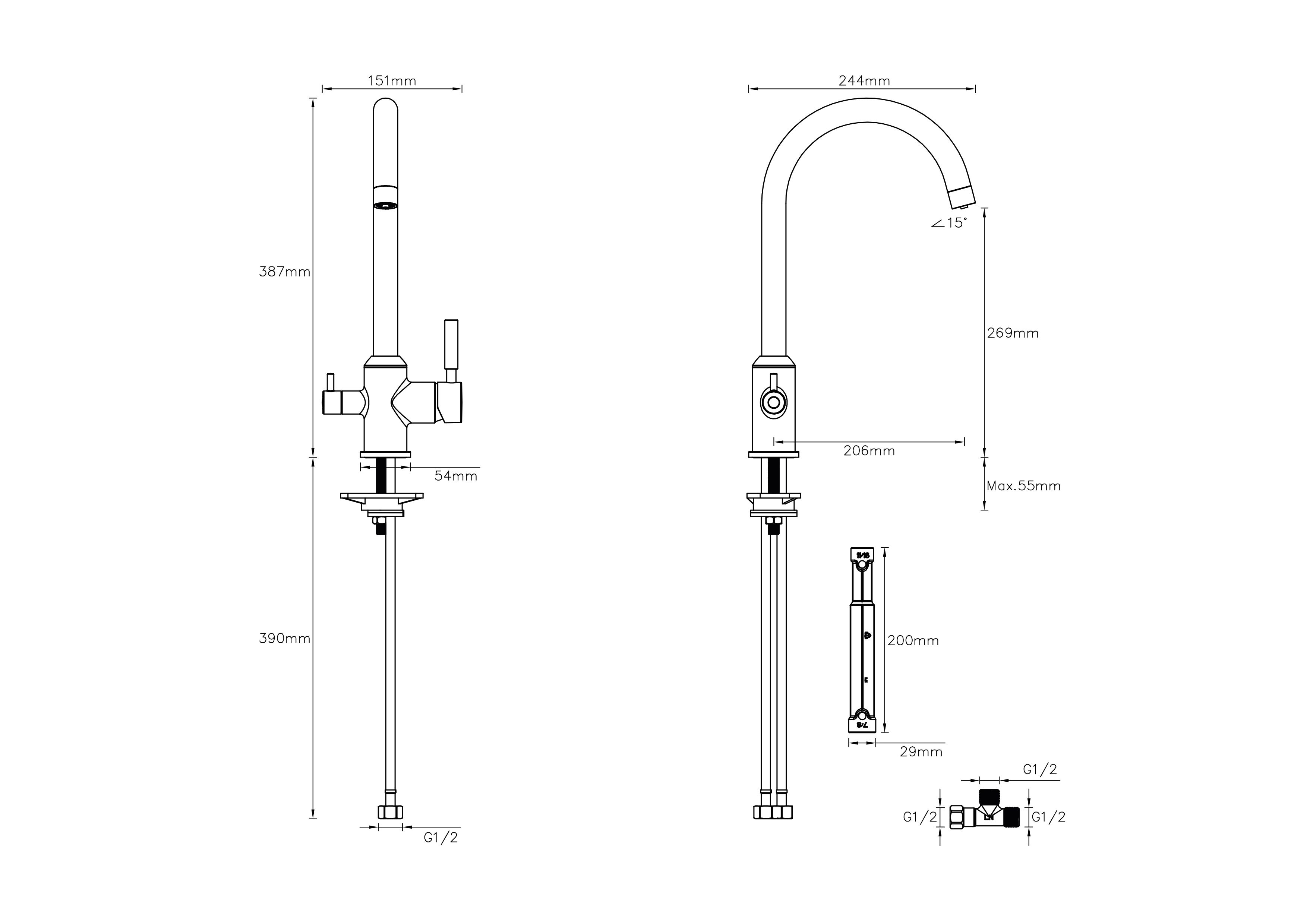 BWT Premium Chrome effect Water filter mono mixer tap