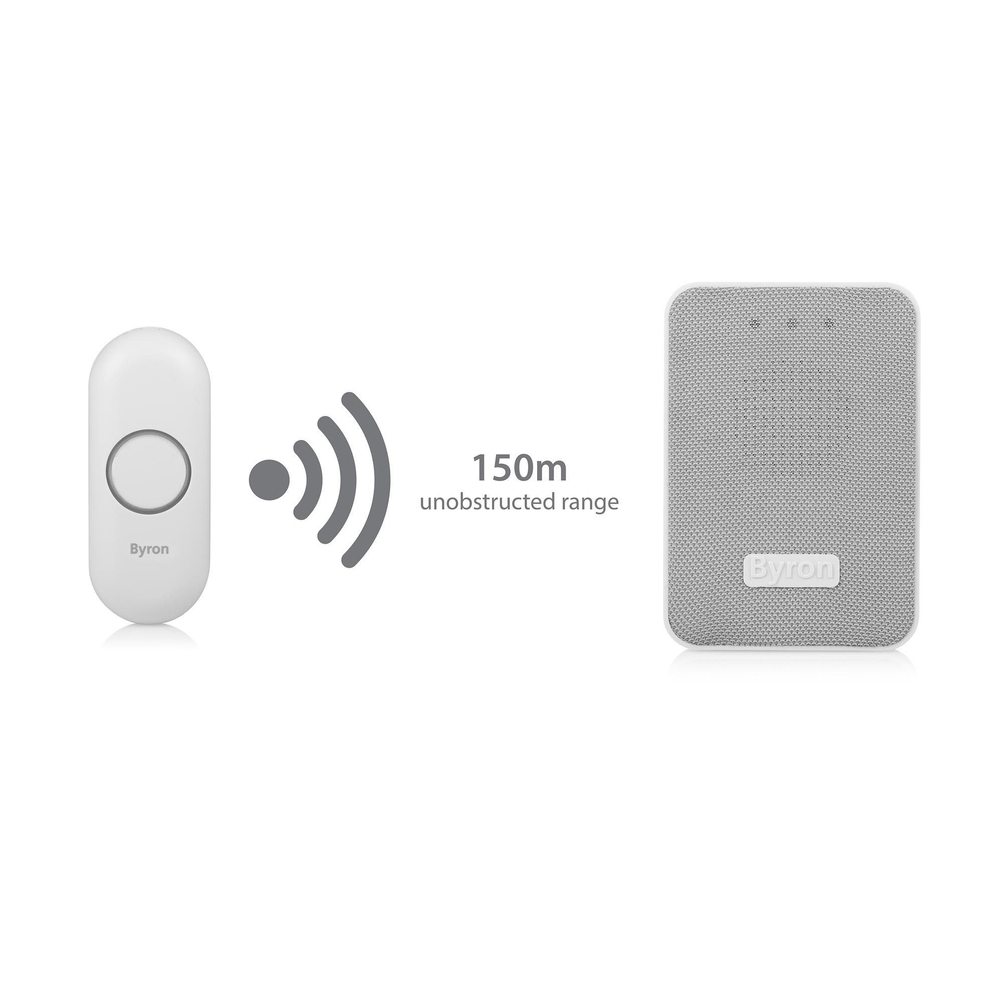 Byron 321 Grey & white Wireless Battery-powered Door chime kit DBY-22321-KF