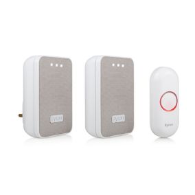 Byron Wireless Doorbell Set White & grey Wireless Battery & mains-powered Door chime kit DBY-22324UK