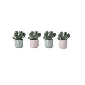 Cactus in 24cm Terracotta Pink/White Ceramic Decorative pot