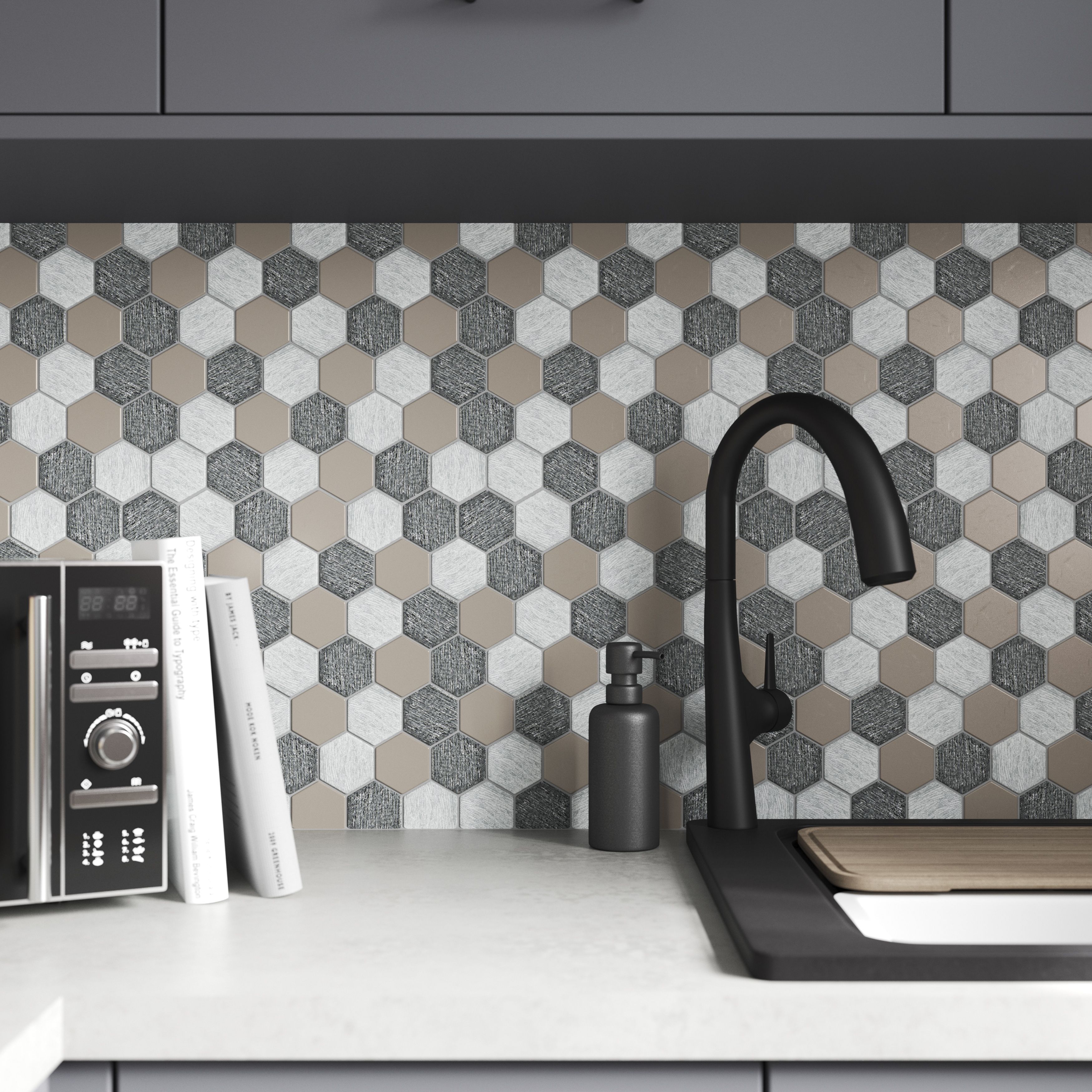 Cadro Multicolour Glass Mosaic tile sheet, (L)298mm (W)302mm