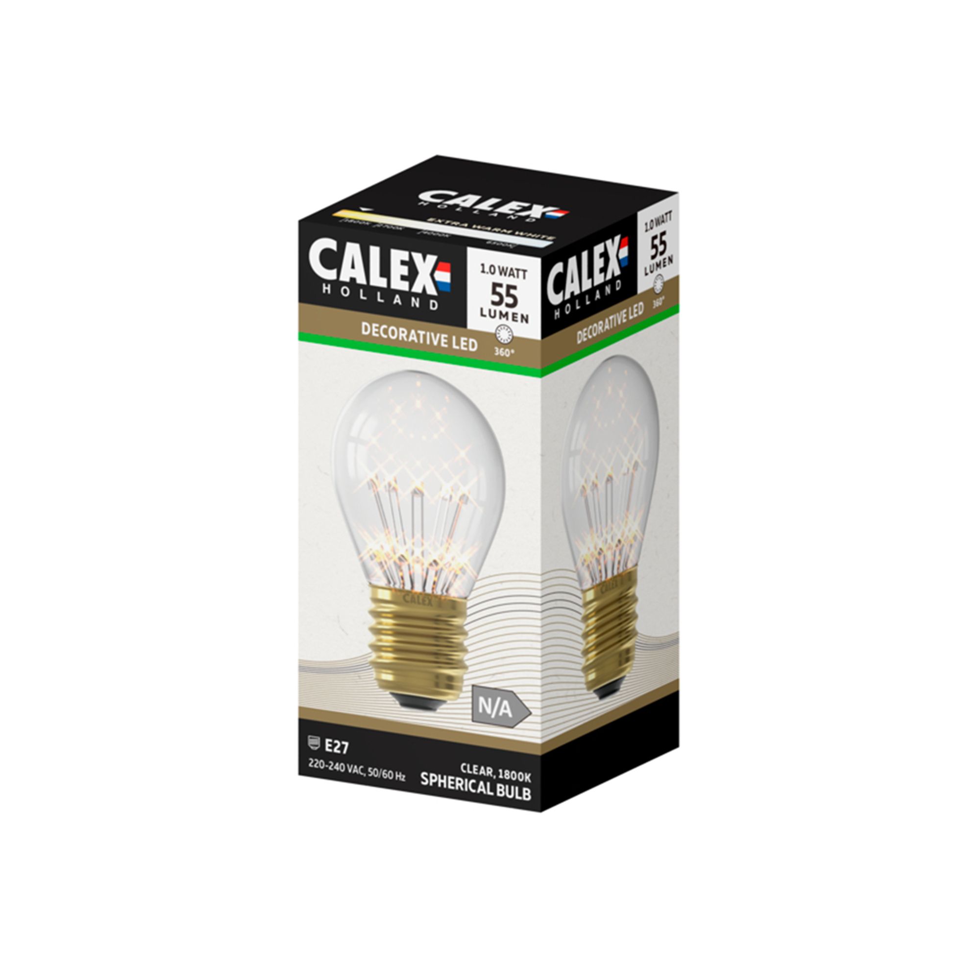 CALEX E27 0.4W 55lm Clear Mini globe Warm white LED Light bulb