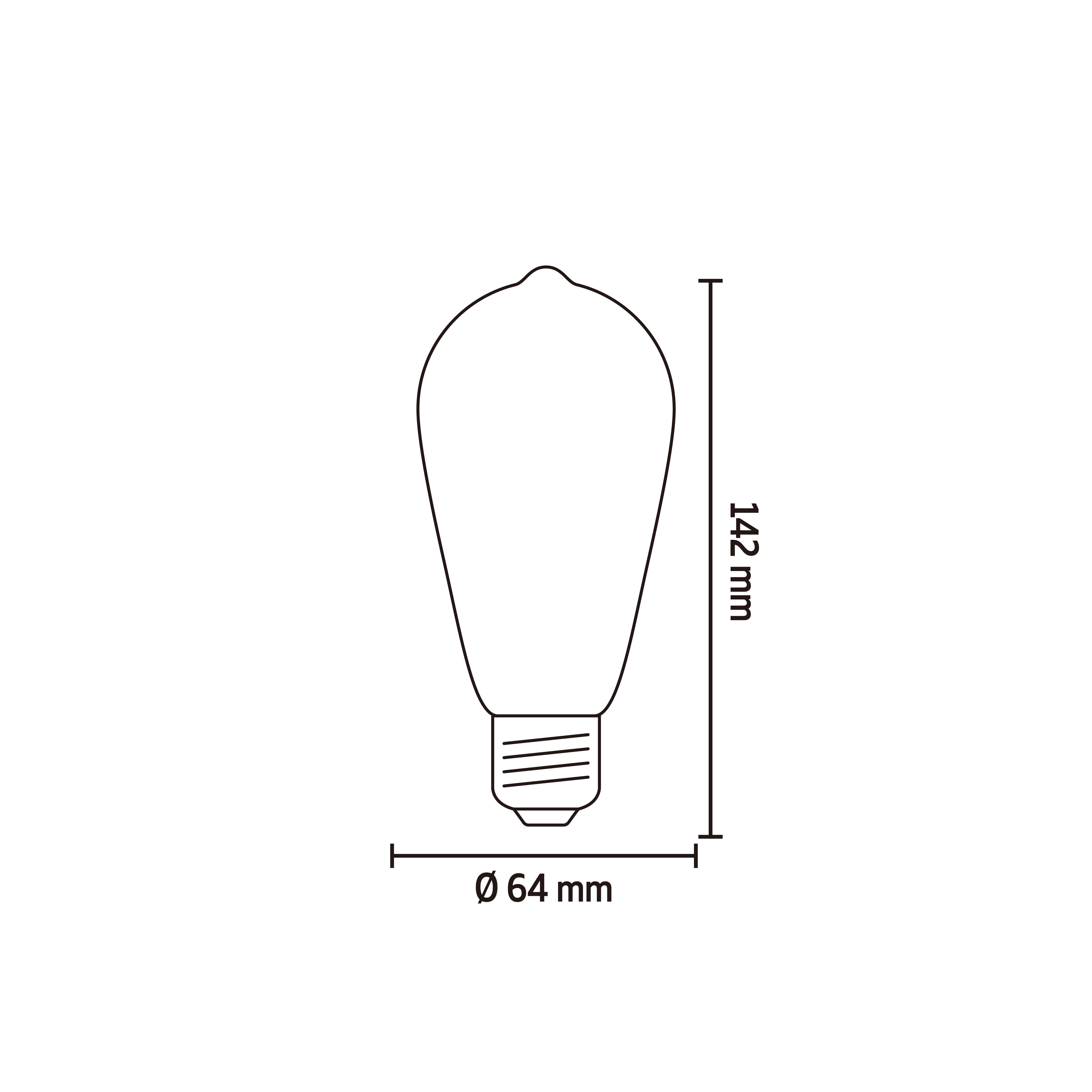 CALEX E27 2W 280lm Clear ST64 Extra warm white LED Filament Light bulb