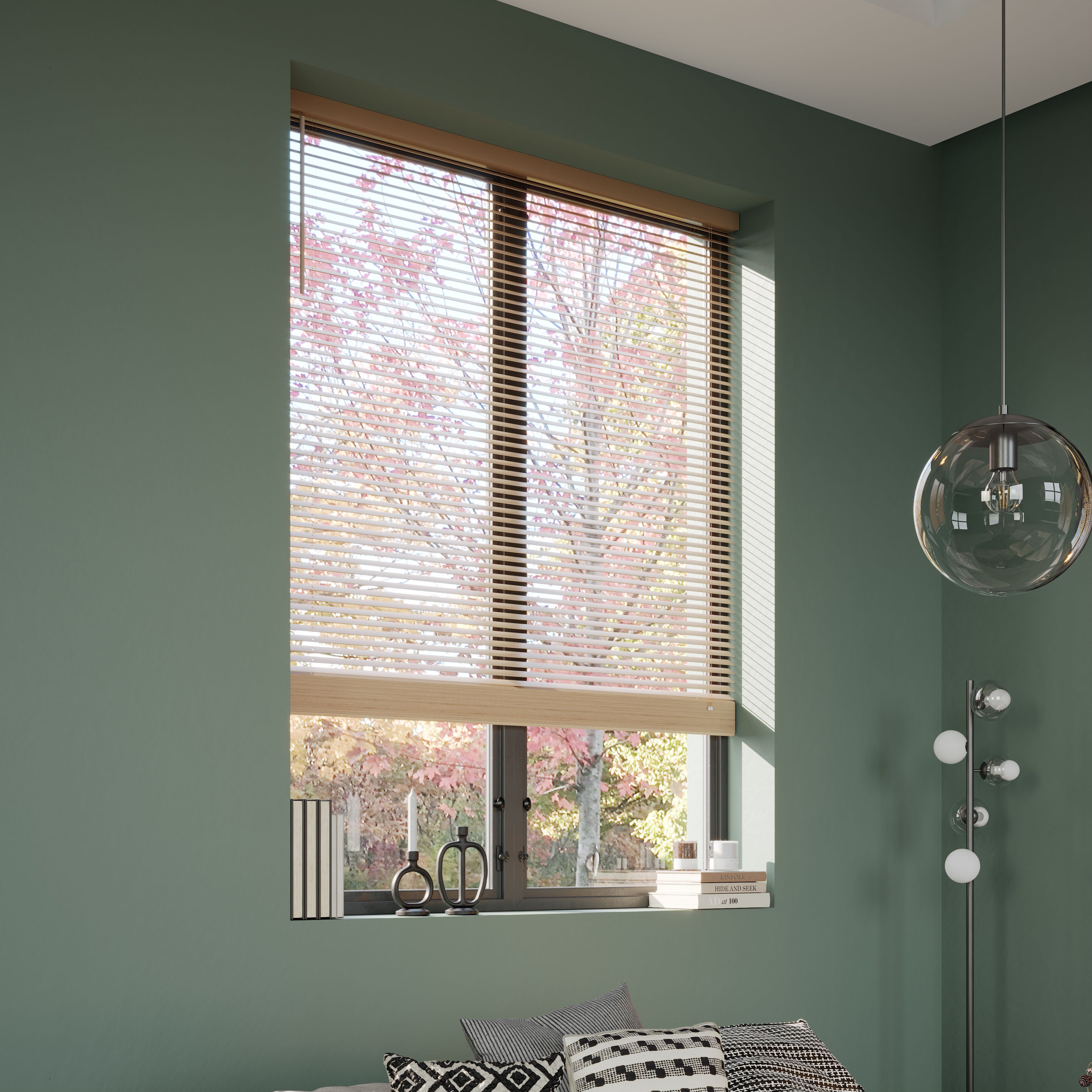 Cana Natural Oak effect Wood Venetian Blind (W)160cm (L)180cm
