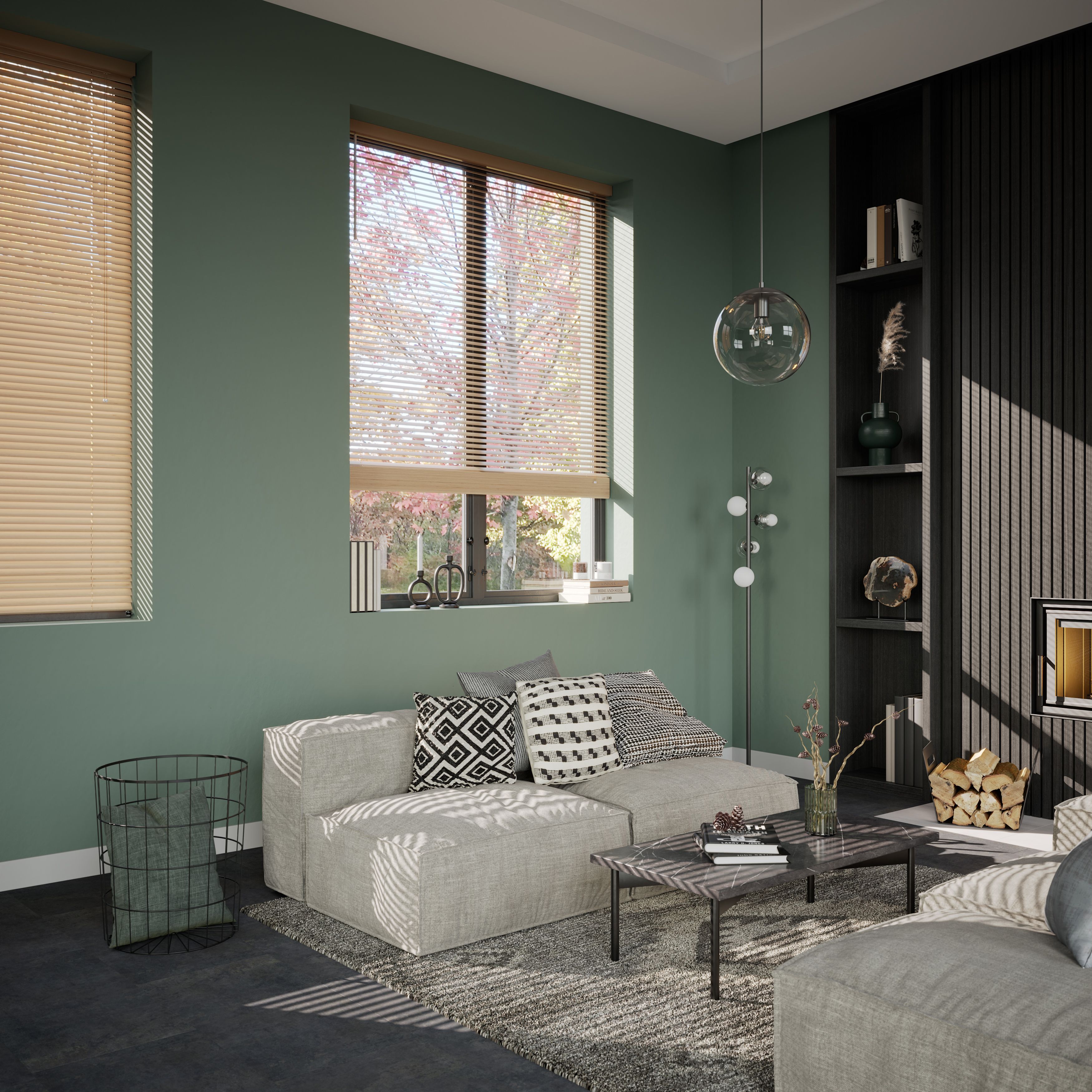 Cana Natural Oak effect Wood Venetian Blind (W)160cm (L)180cm