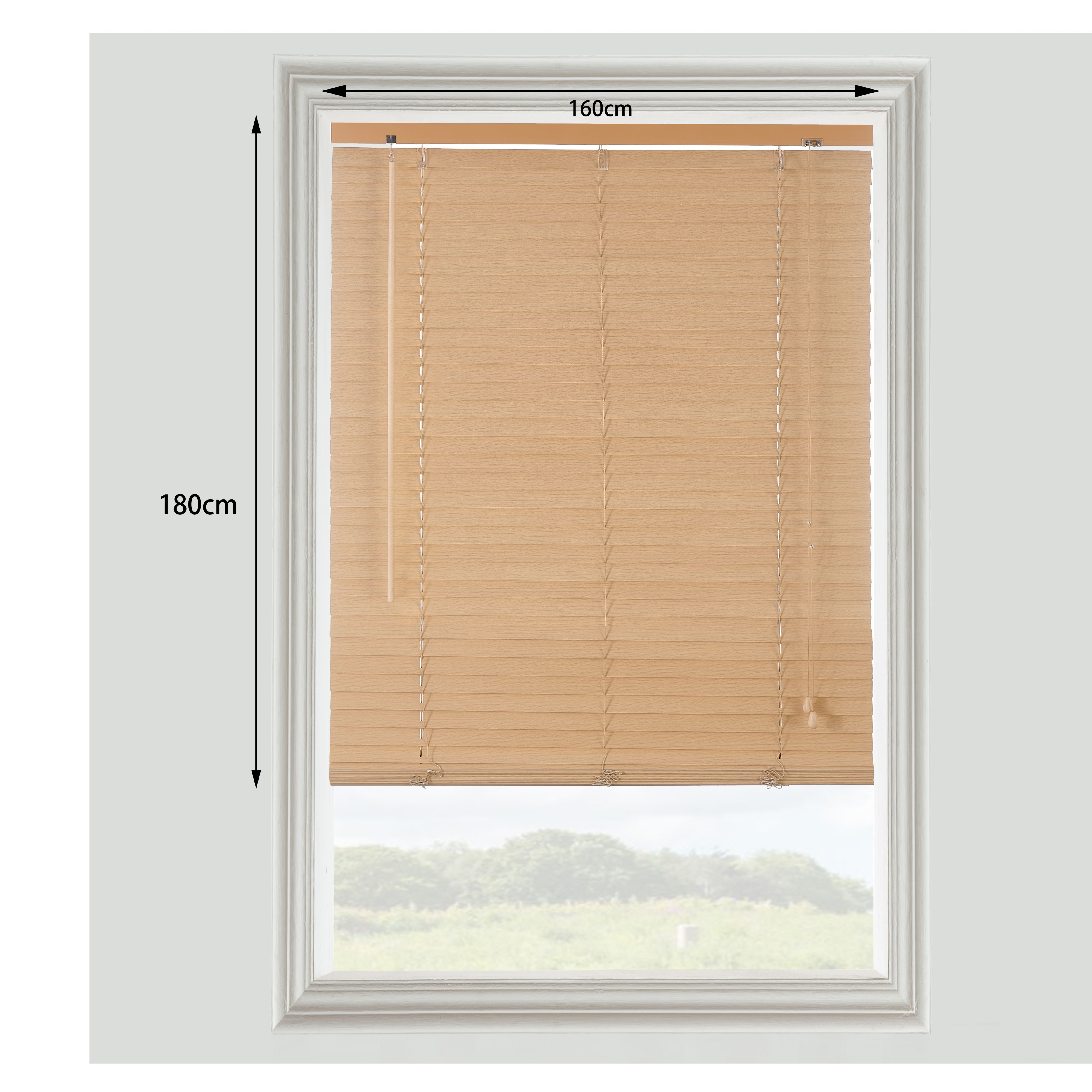 Cana Natural Oak effect Wood Venetian Blind (W)160cm (L)180cm