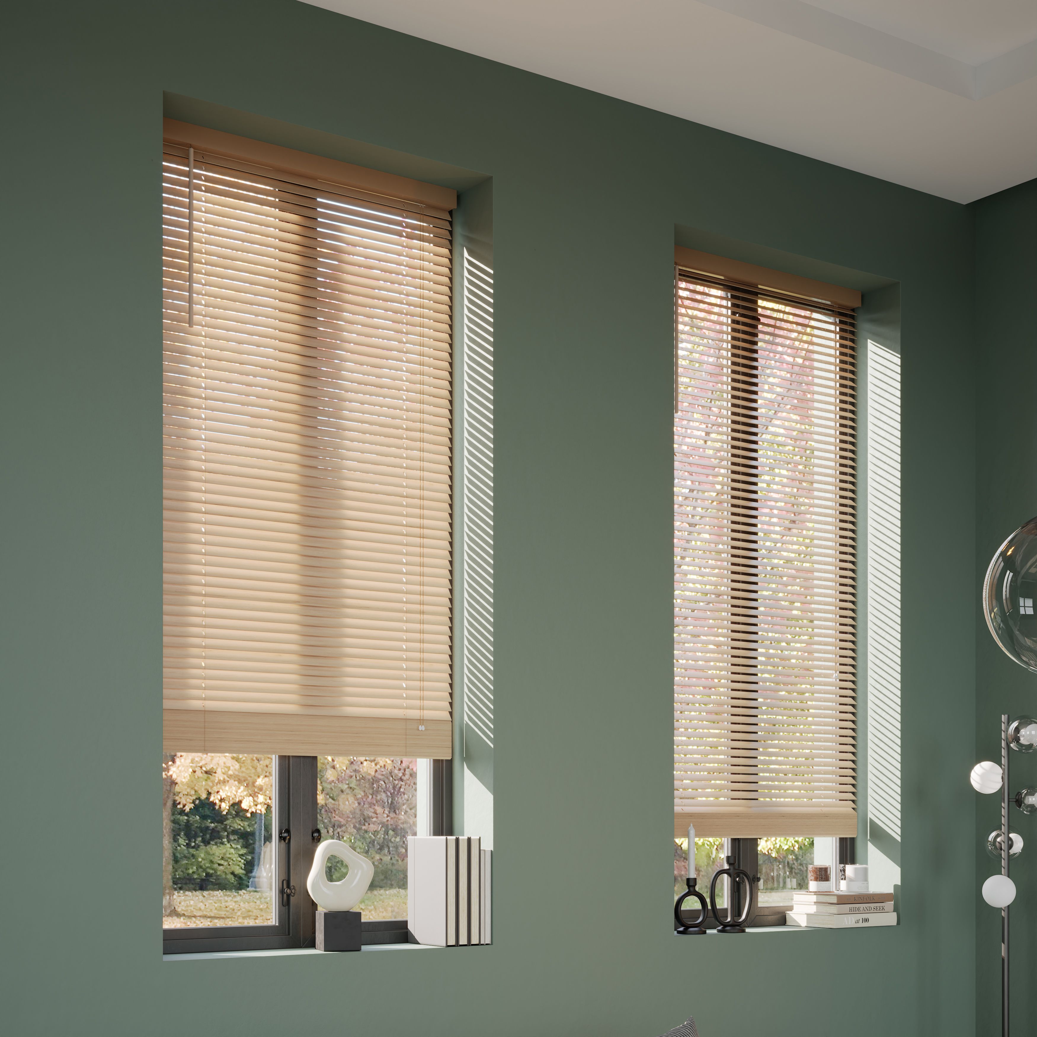 Cana Natural Oak effect Wood Venetian Blind (W)90cm (L)180cm