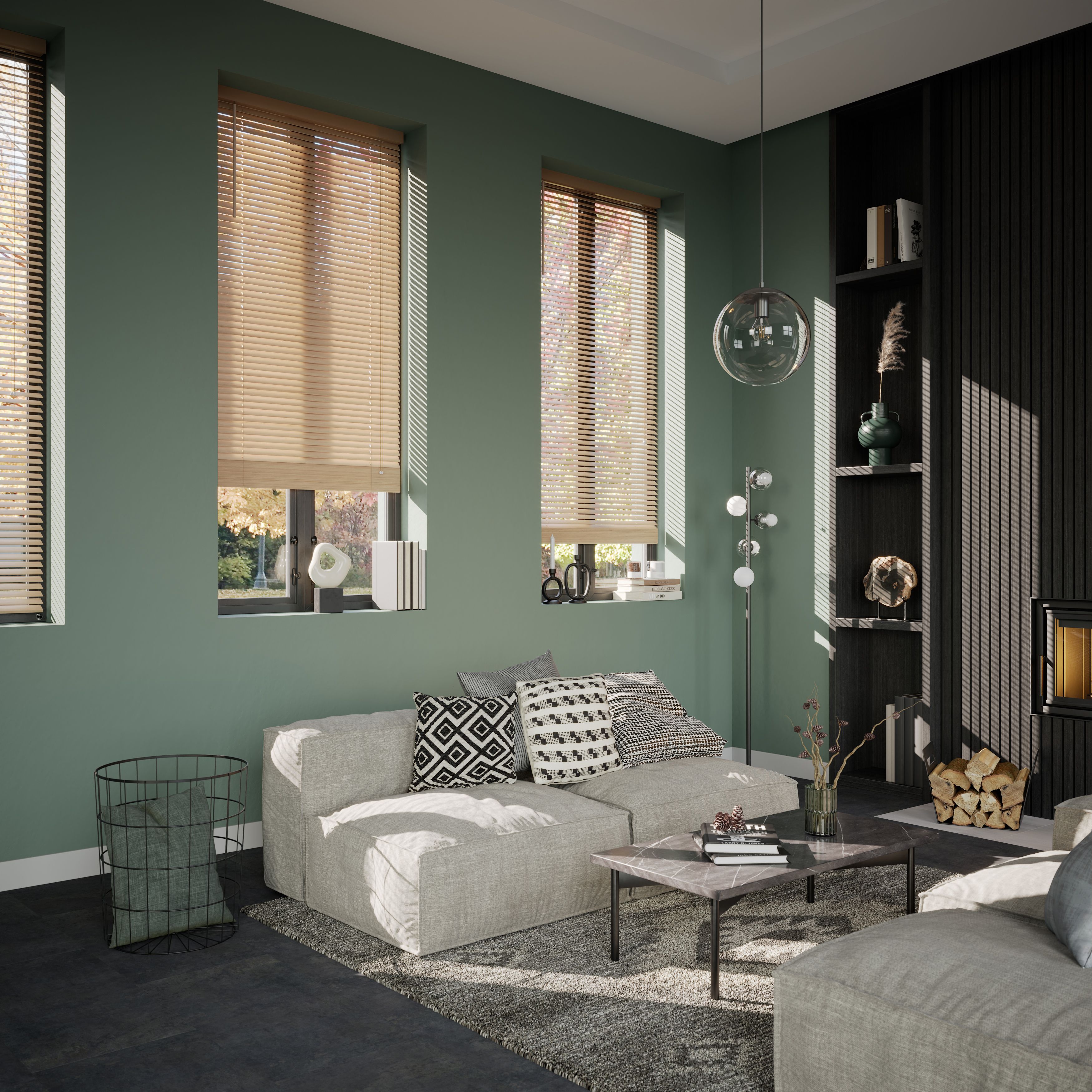 Cana Natural Oak effect Wood Venetian Blind (W)90cm (L)180cm