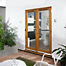 Canberra 1 Lite Glazed Laminated Golden Oak External French Door set, (H)2105mm (W)1205mm