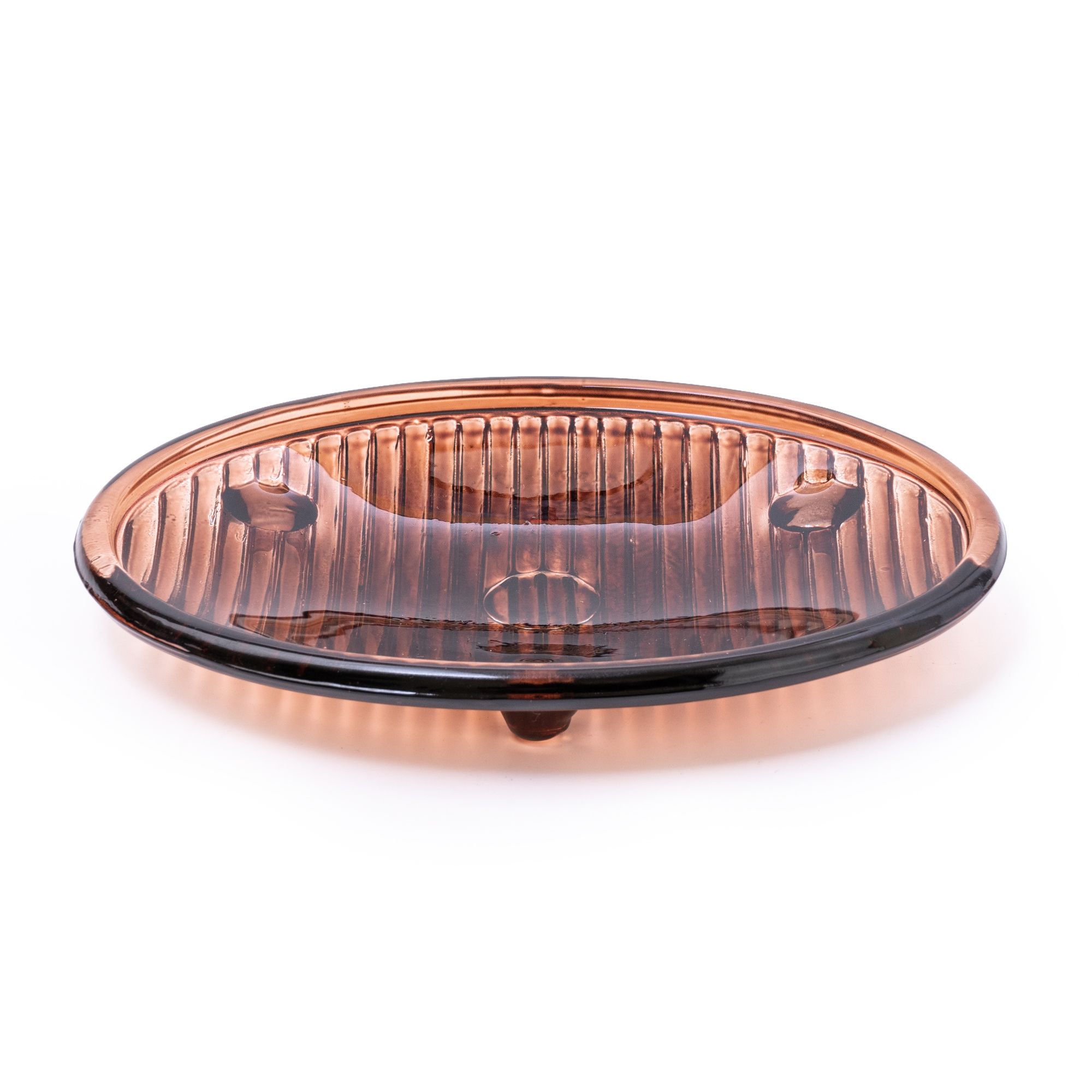 Candlelight Amber Ribbed Glass Soap dish