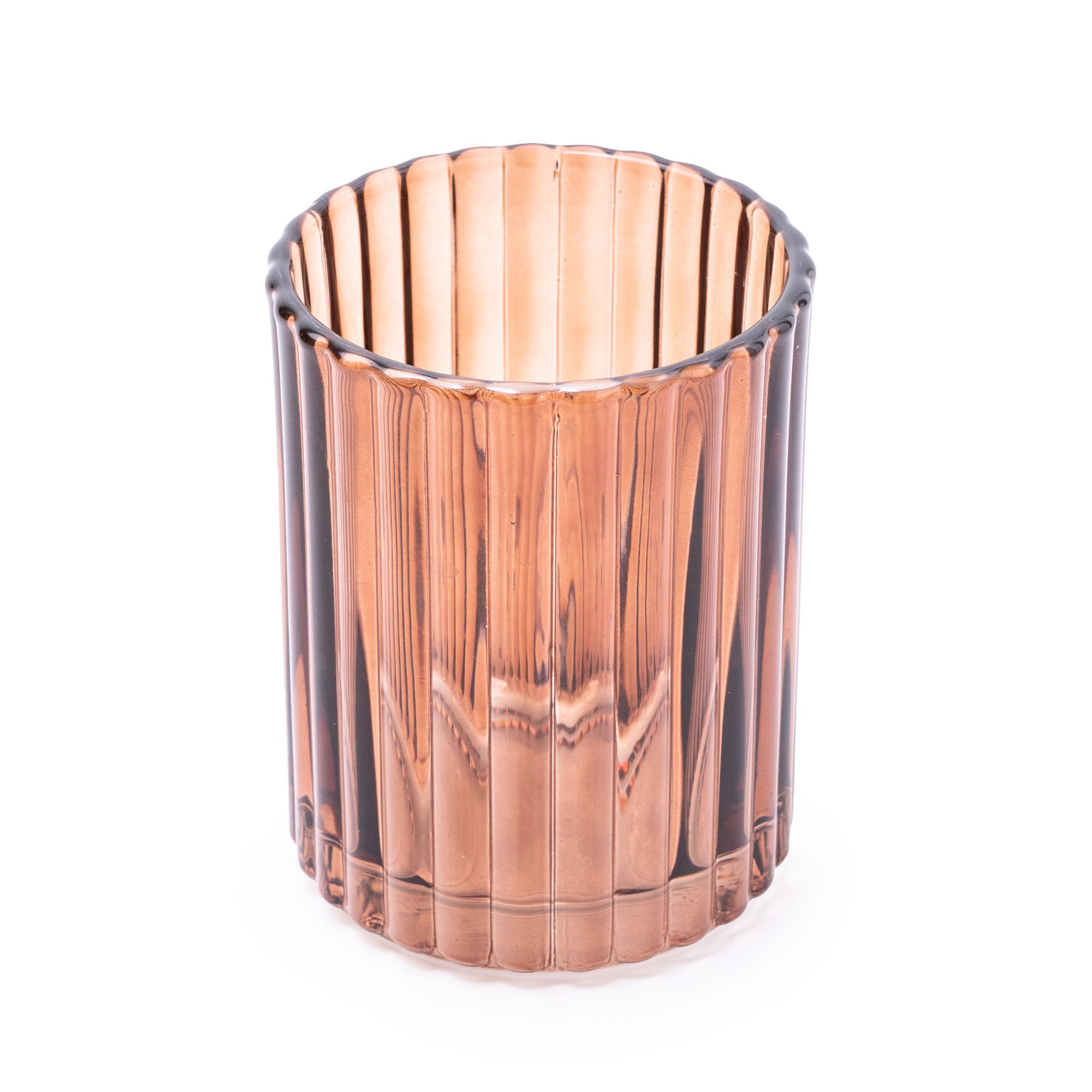 Candlelight Amber Ribbed Glass Tumbler