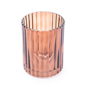 Candlelight Amber Ribbed Glass Tumbler
