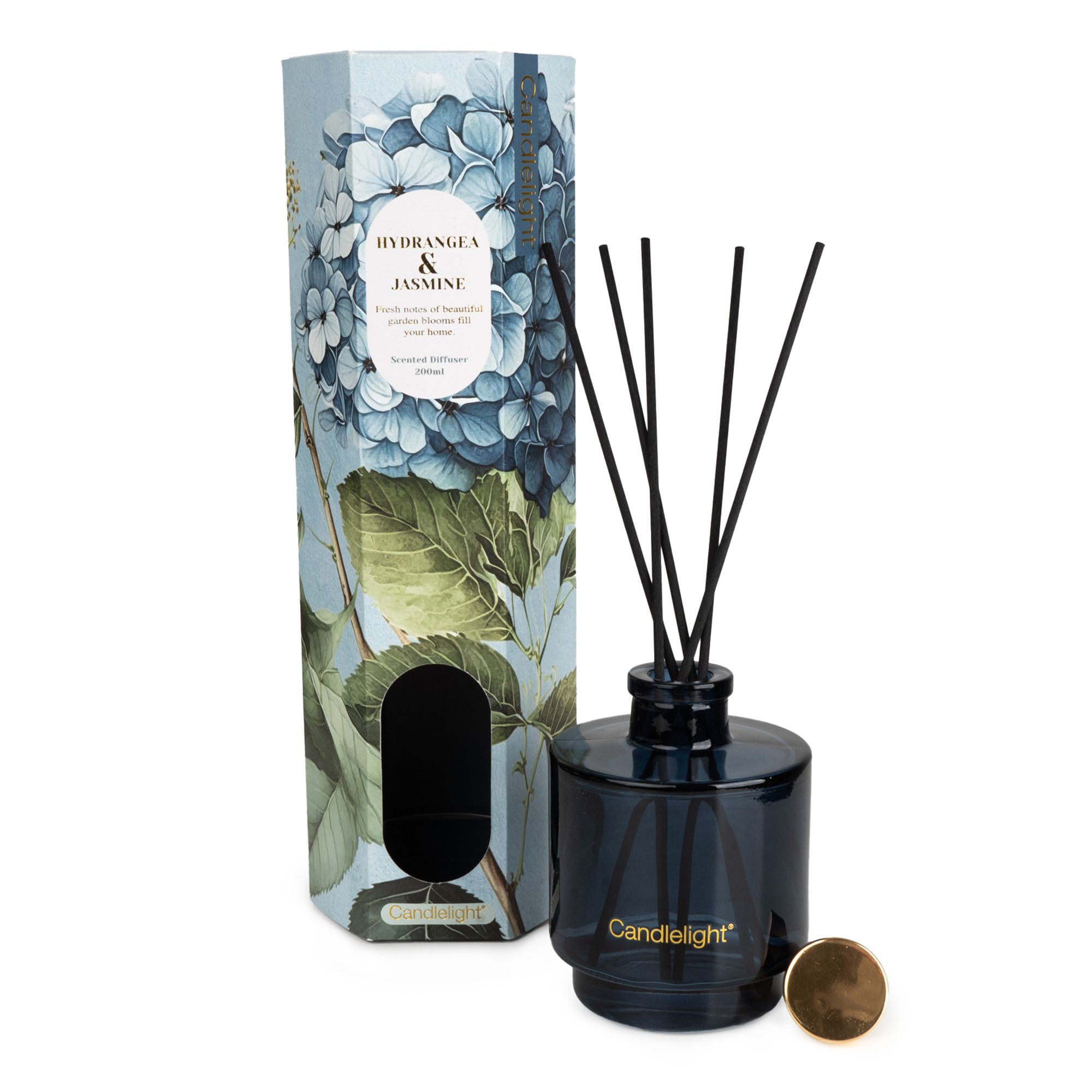 Candlelight Blue Hydrangea & Jasmine Reed diffuser, 200ml