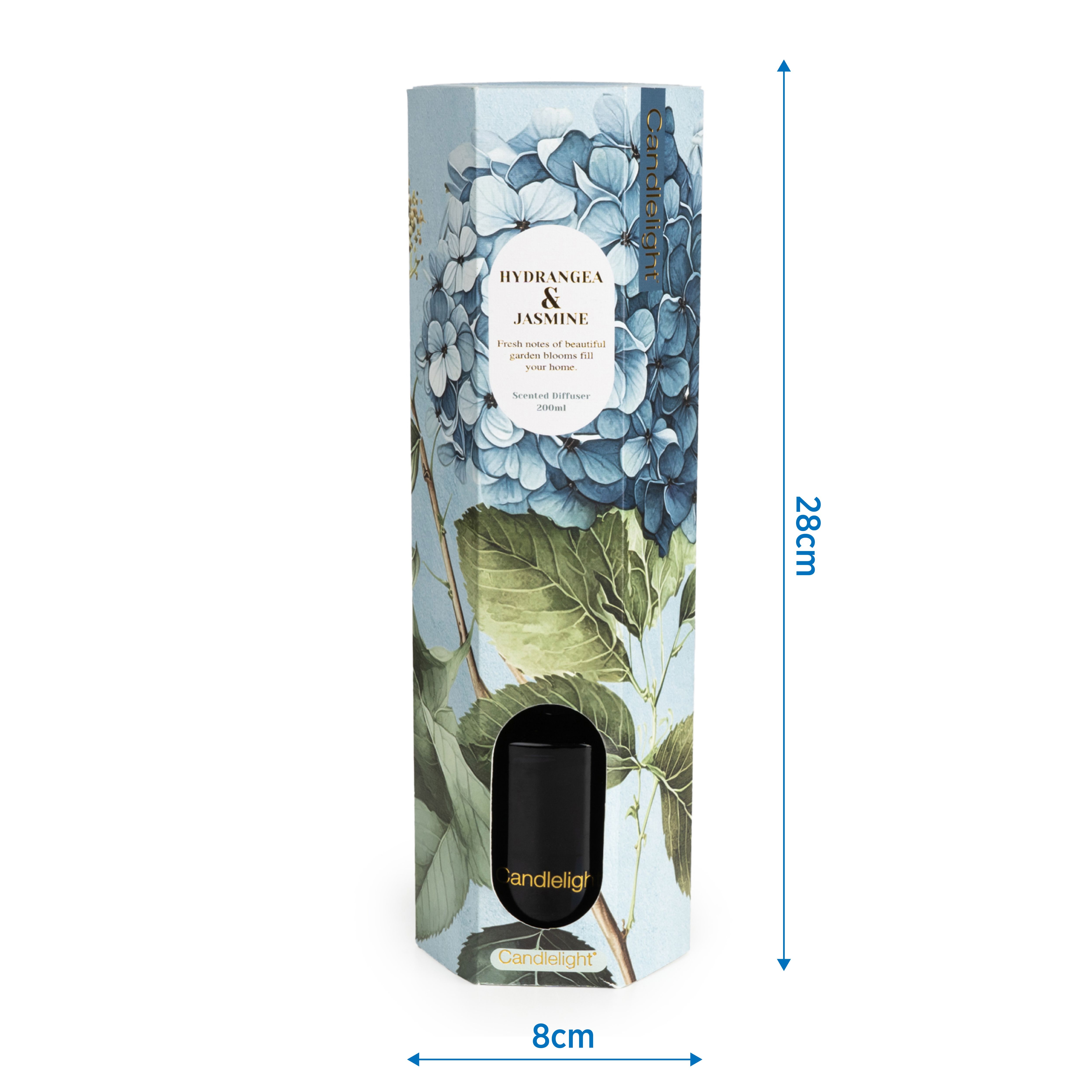Candlelight Blue Hydrangea & Jasmine Reed diffuser, 200ml