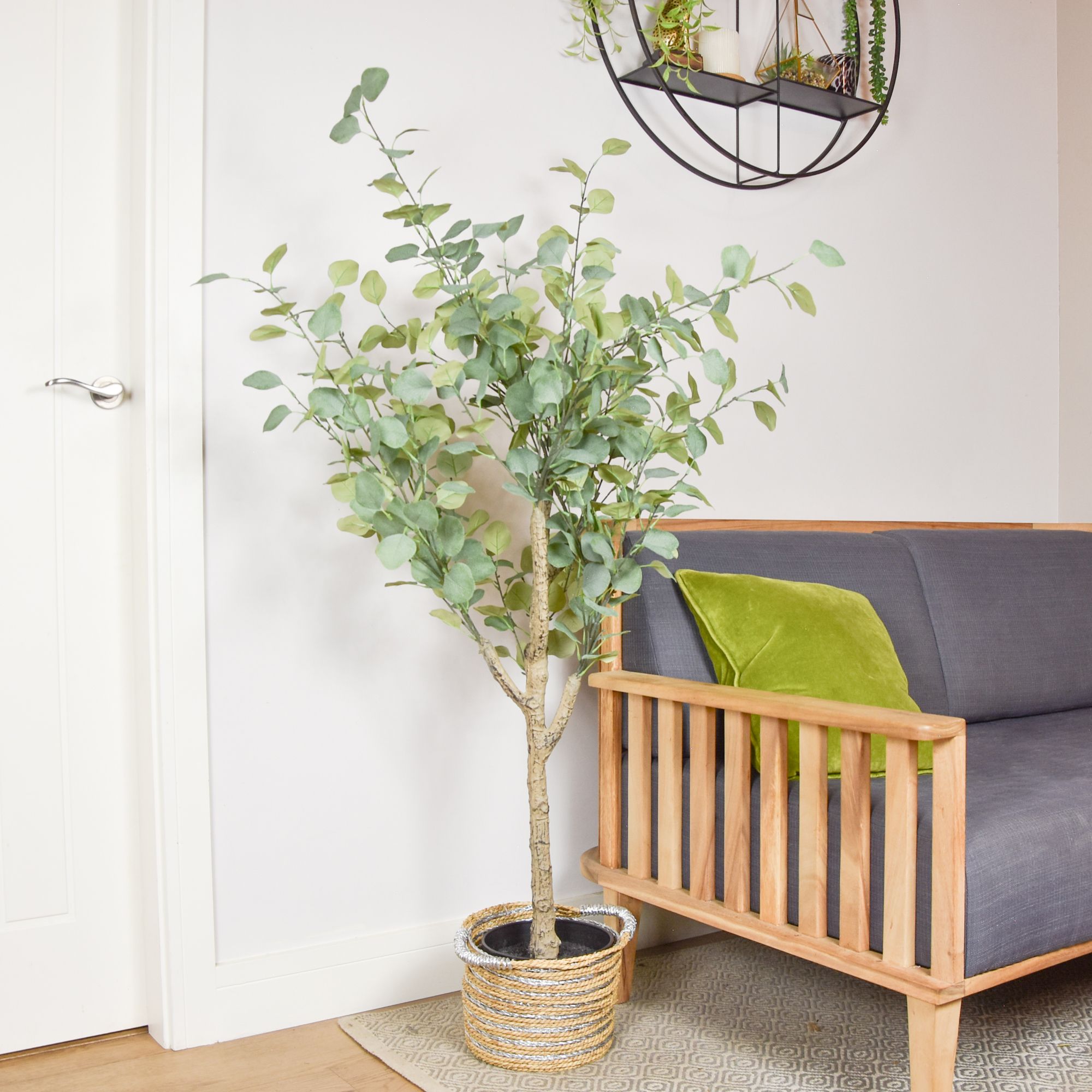 Candlelight Green 160cm Eucalyptus Tree Artificial plant in Black Australian Plastic Pot