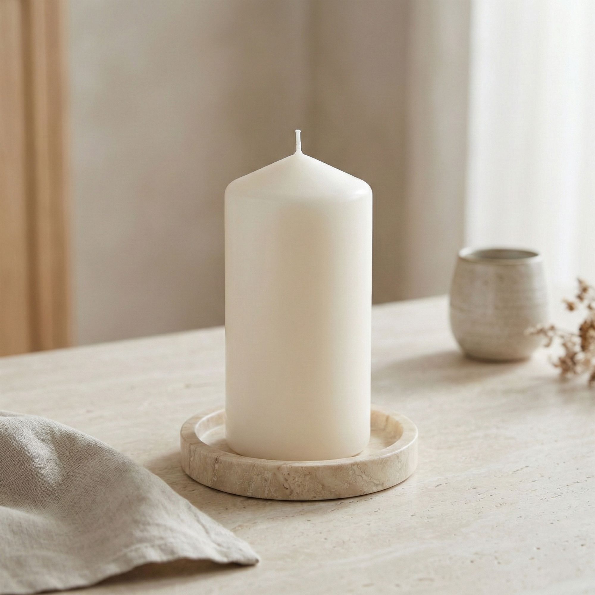 Candlelight Ivory Plain Unscented Medium Pillar candle