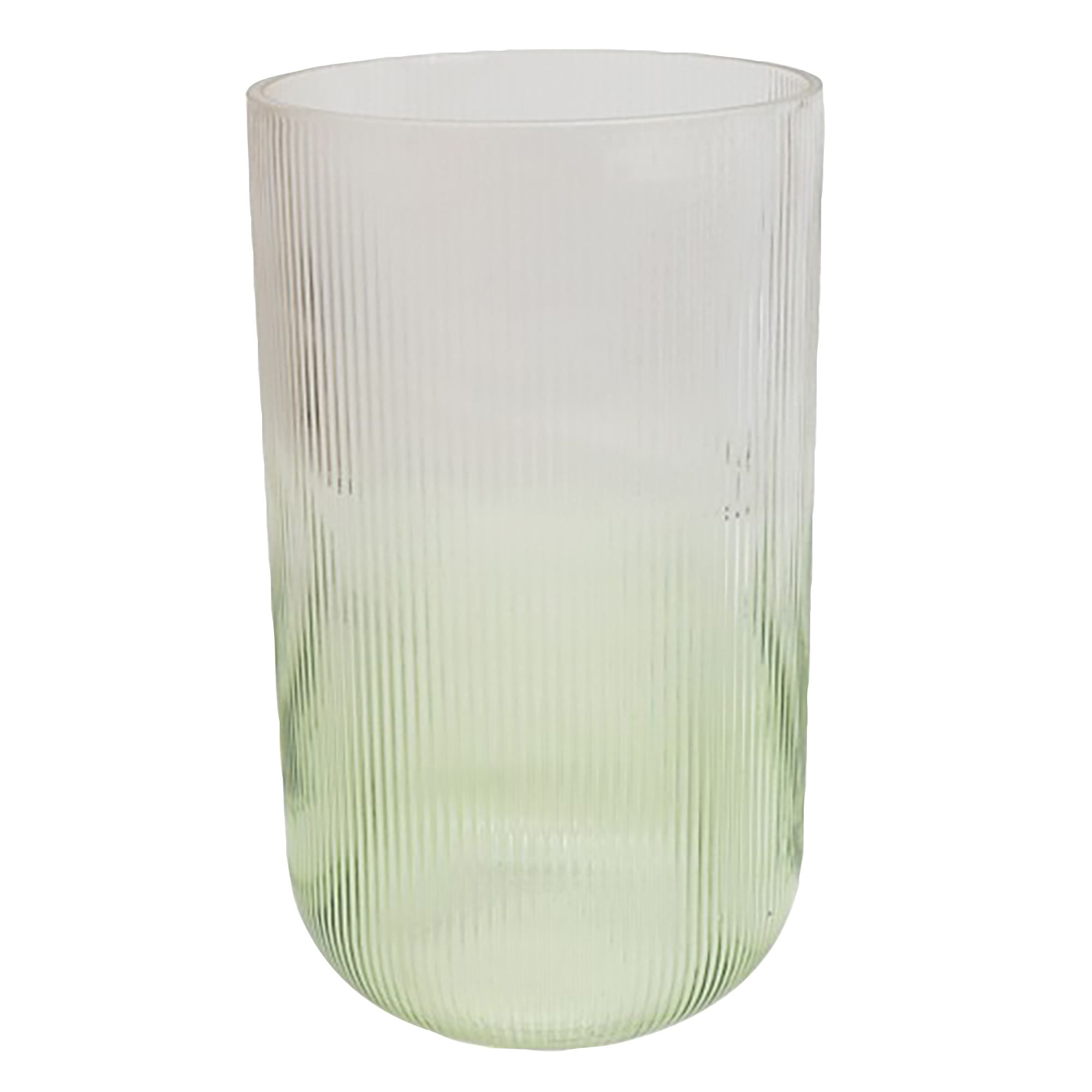 Candlelight Medium Clear & Green Gloss Glass Vase, (H)26cm (D)14.5cm