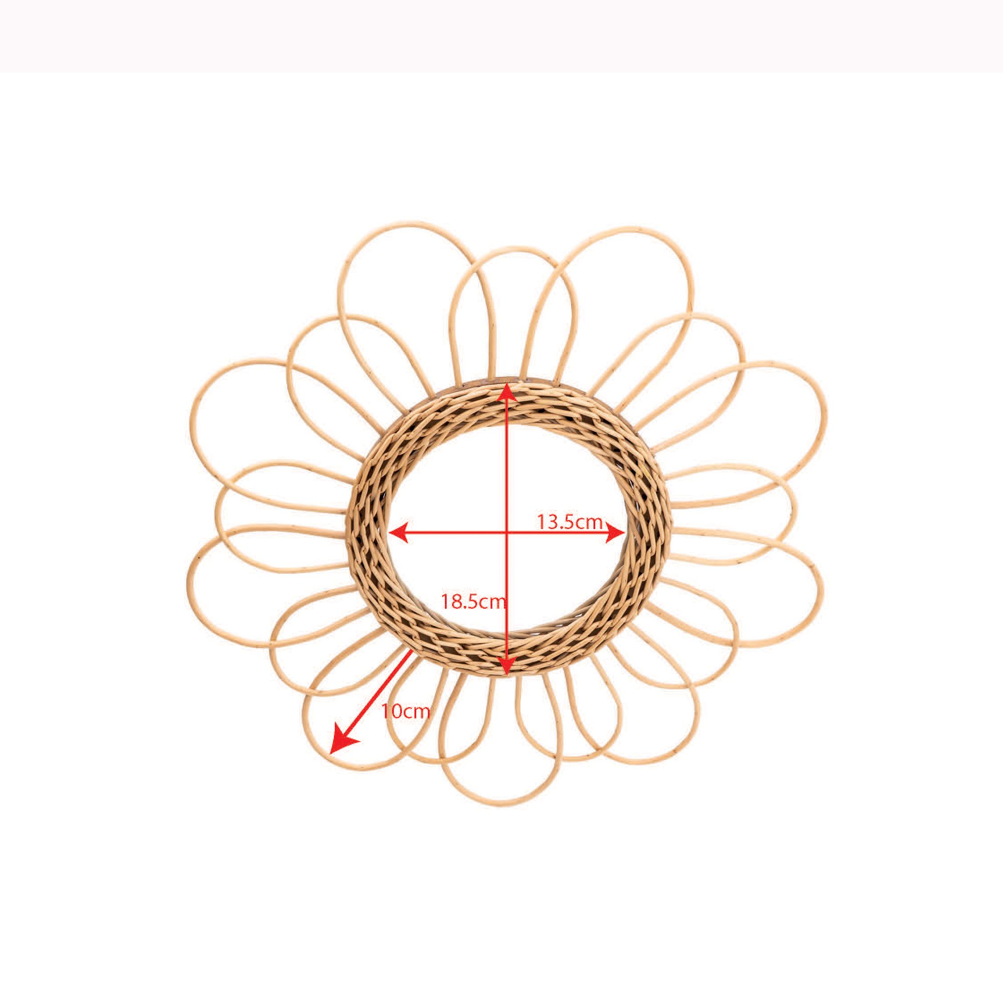 Candlelight Natural Rattan Circular Wall-mounted Framed mirror, (H)38cm (W)38cm