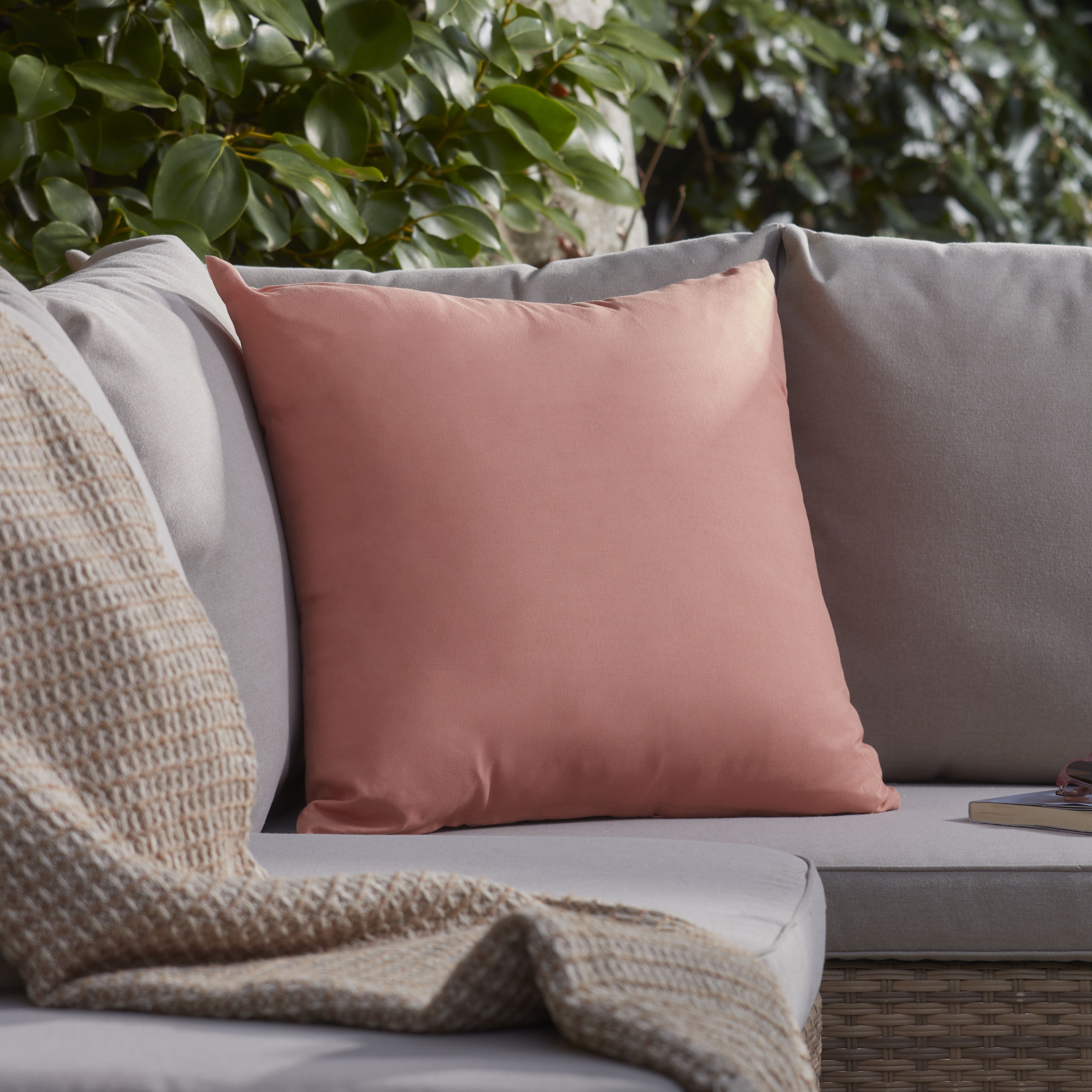 Candlelight Orange Outdoor Cushion, (L)50cm x (W)50cm