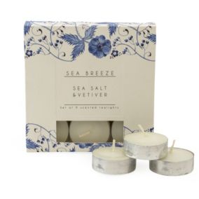 Candlelight Sea Salt & Vetiver Small Tea lights, Pack of 9