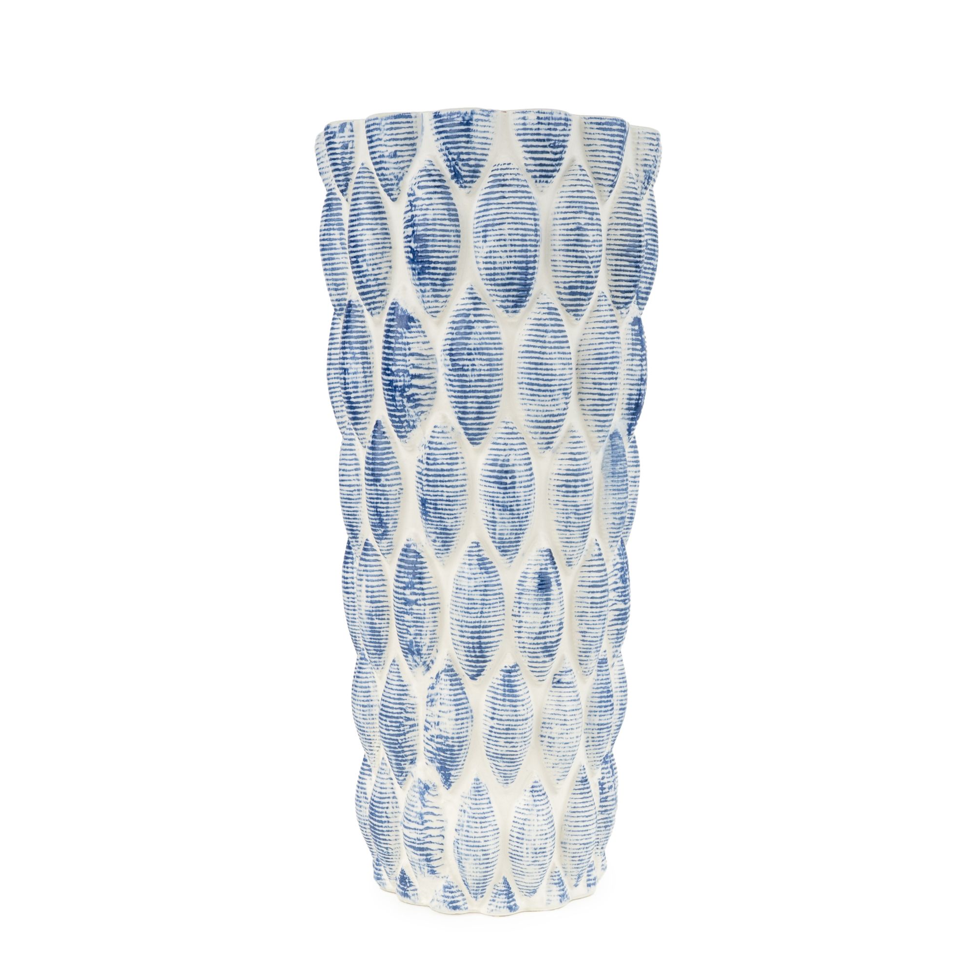 Candlelight Small Blue & White Dolomite Vase, (H)36cm (D)17cm