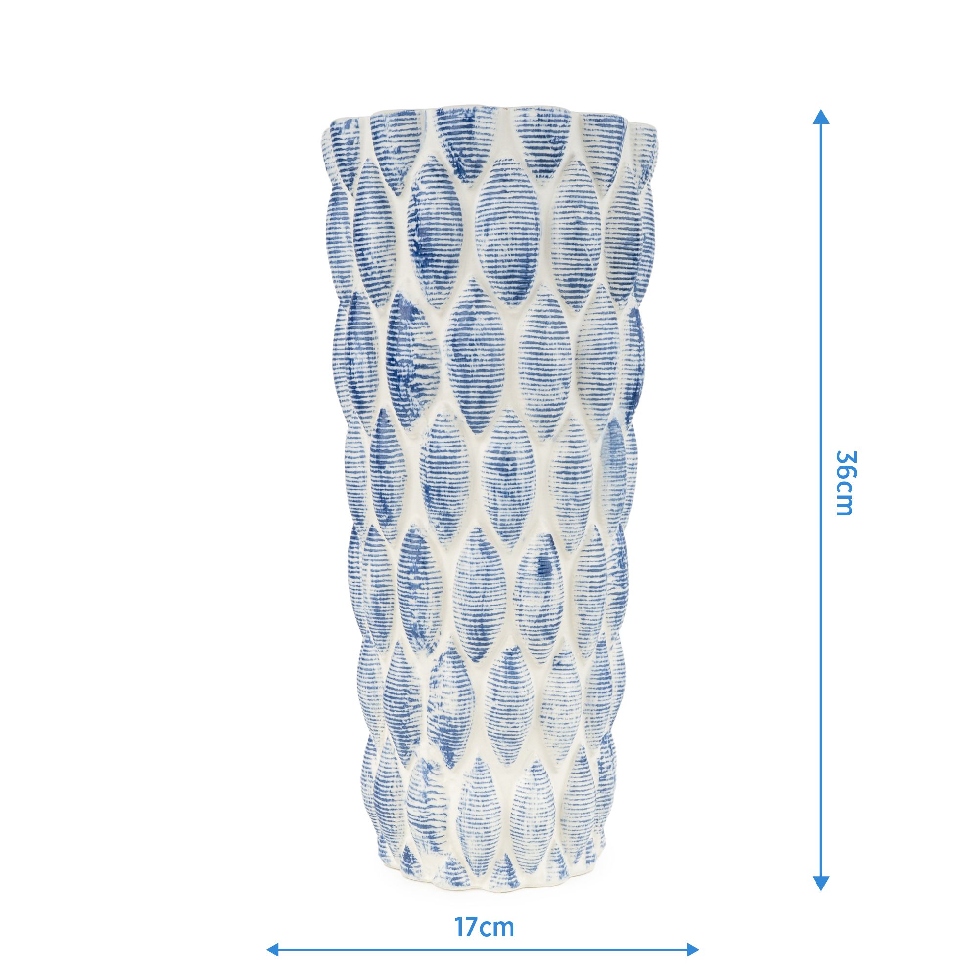 Candlelight Small Blue & White Dolomite Vase, (H)36cm (D)17cm