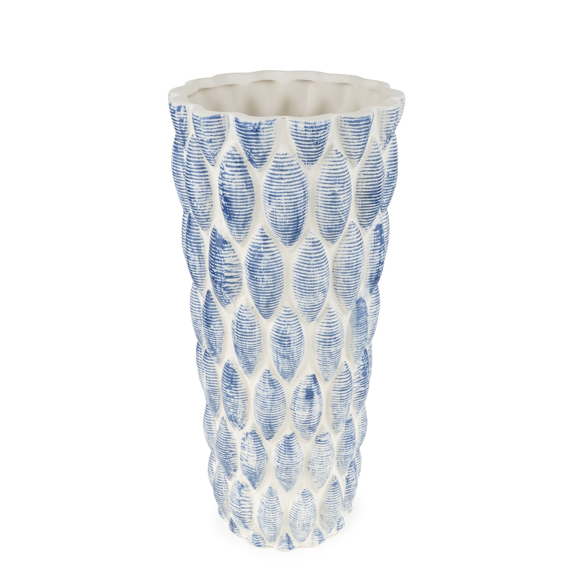 Candlelight Small Blue & White Dolomite Vase, (H)36cm (D)17cm