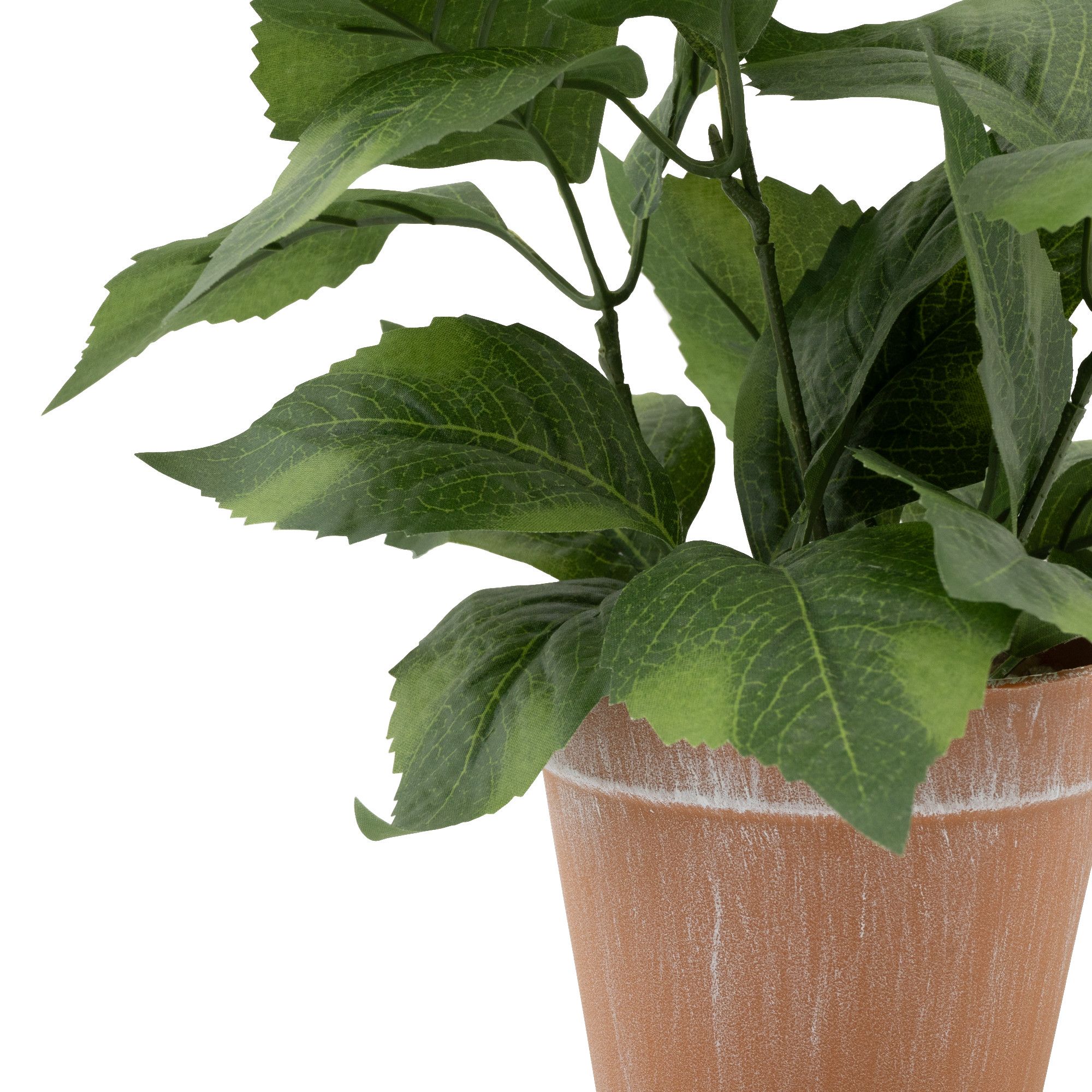 Candlelight White 35cm Hydrangea Artificial plant in Red Terracotta Pot