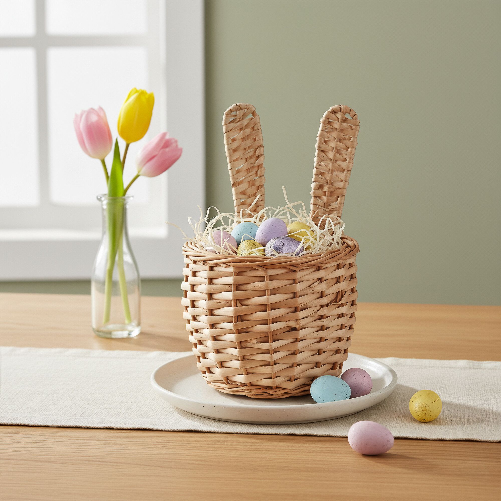 Candlelight Wicker Easter bunny Basket