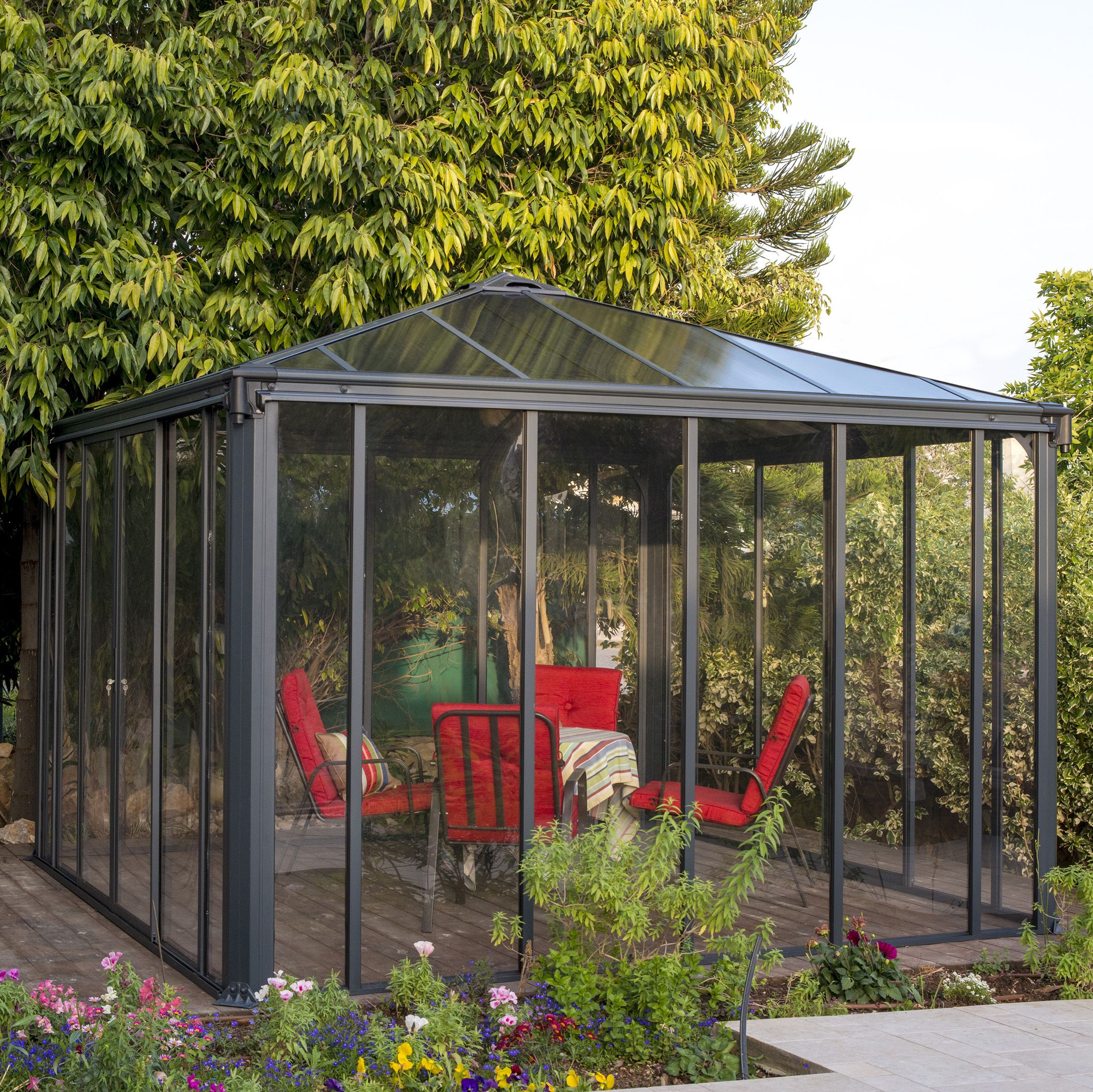 Canopia by Palram Ledro Grey Rectangular Enclosed Gazebo, (W)3.6m (D)3.6m