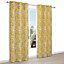 Carabelle Yellow Floral Lined Eyelet Curtains (W)117cm (L)137cm, Pair