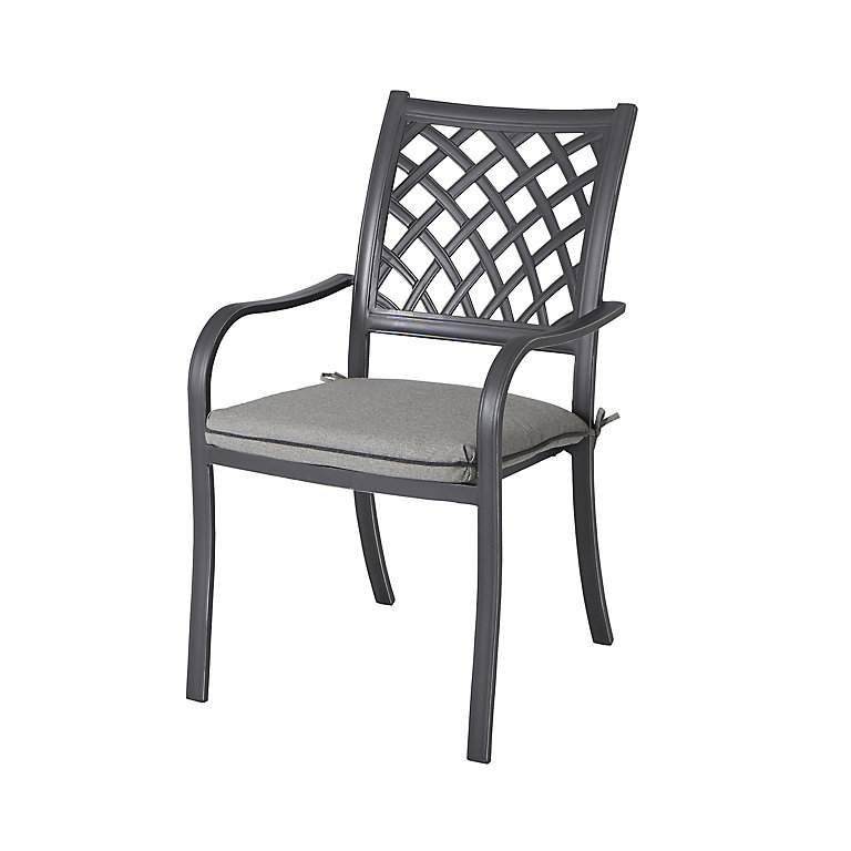 Carambole Dark Grey Metal Dining, Grey Metal Outdoor Dining Chairs