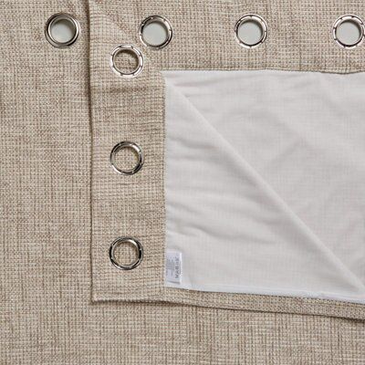 Carina Ecru & seine Plain Lined Eyelet Curtains (W)228cm (L)228cm, Pair