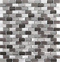 Carini Grey Aluminium Mosaic tile, (L)304mm (W)292mm