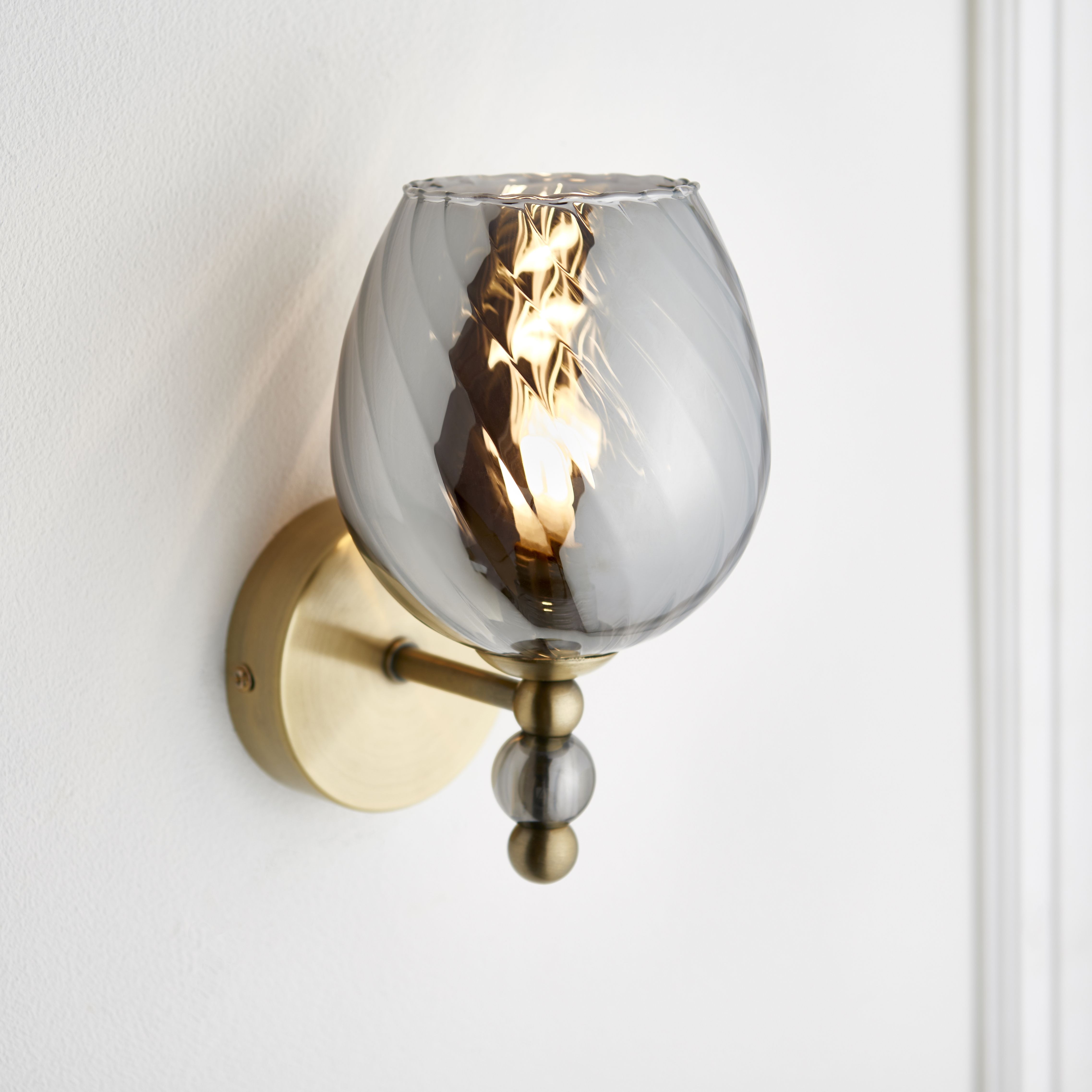 Carme Foil printed Mocha & silver Wired Wall light | Tradepoint