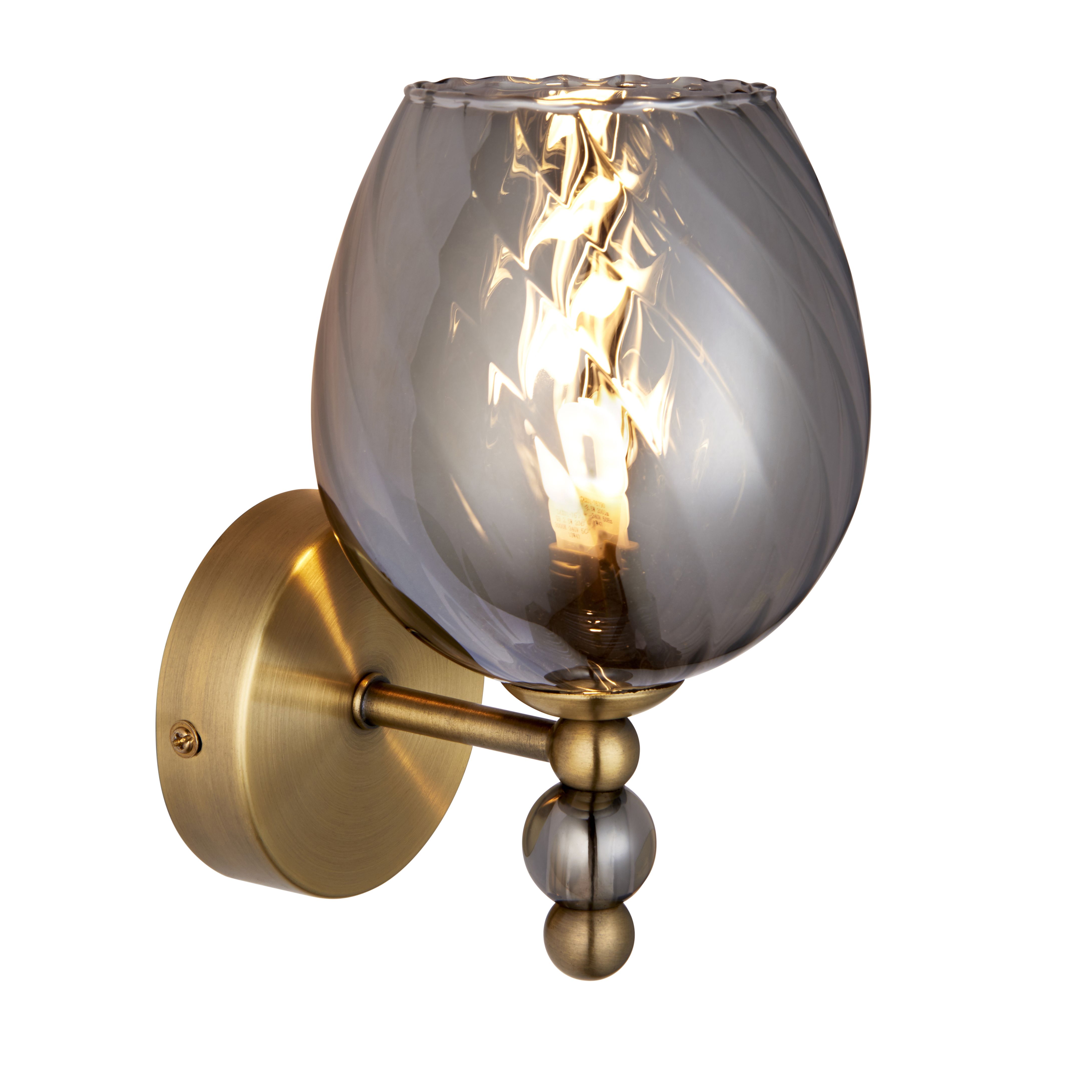 Carla Antique brass effect Wired Wall light